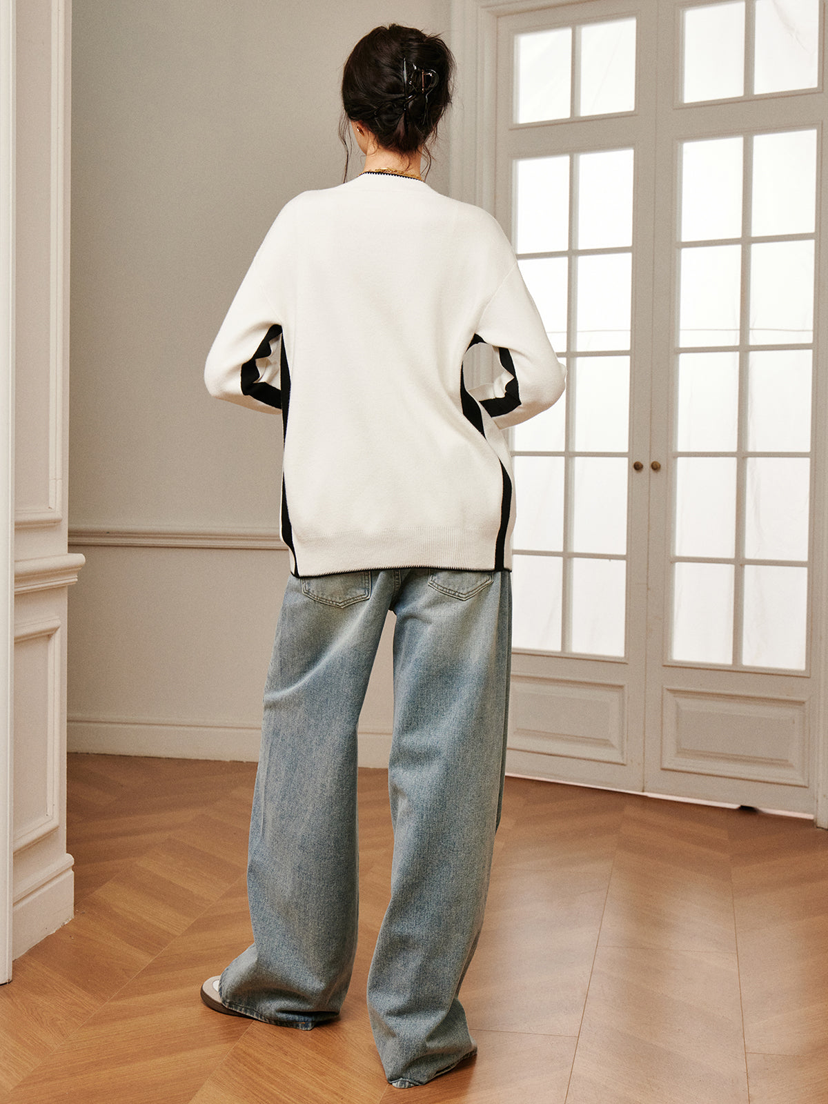 Casual Contrast Trim Knit Outerwear Casual Contrast Trim Knit Outerwear