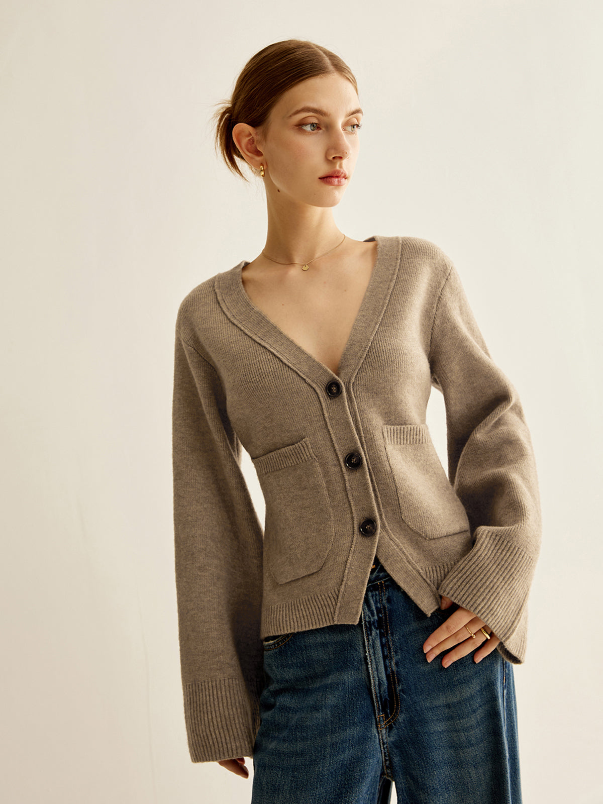V-Neck Split Button Cardigan V-Neck Split Button Cardigan