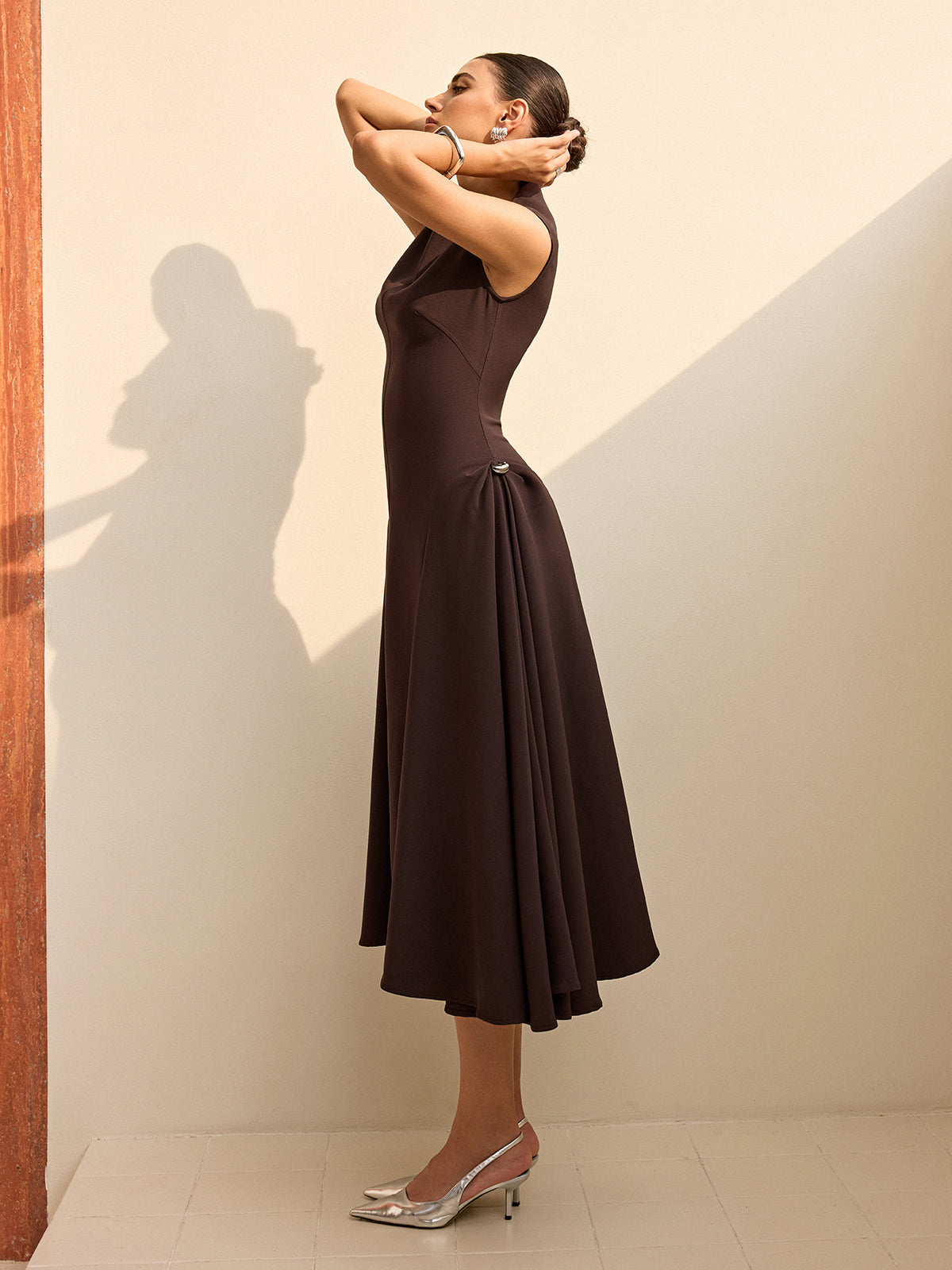 Asymmetrical Neck Cap Sleeve Maxi Dress Asymmetrical Neck Cap Sleeve Maxi Dress