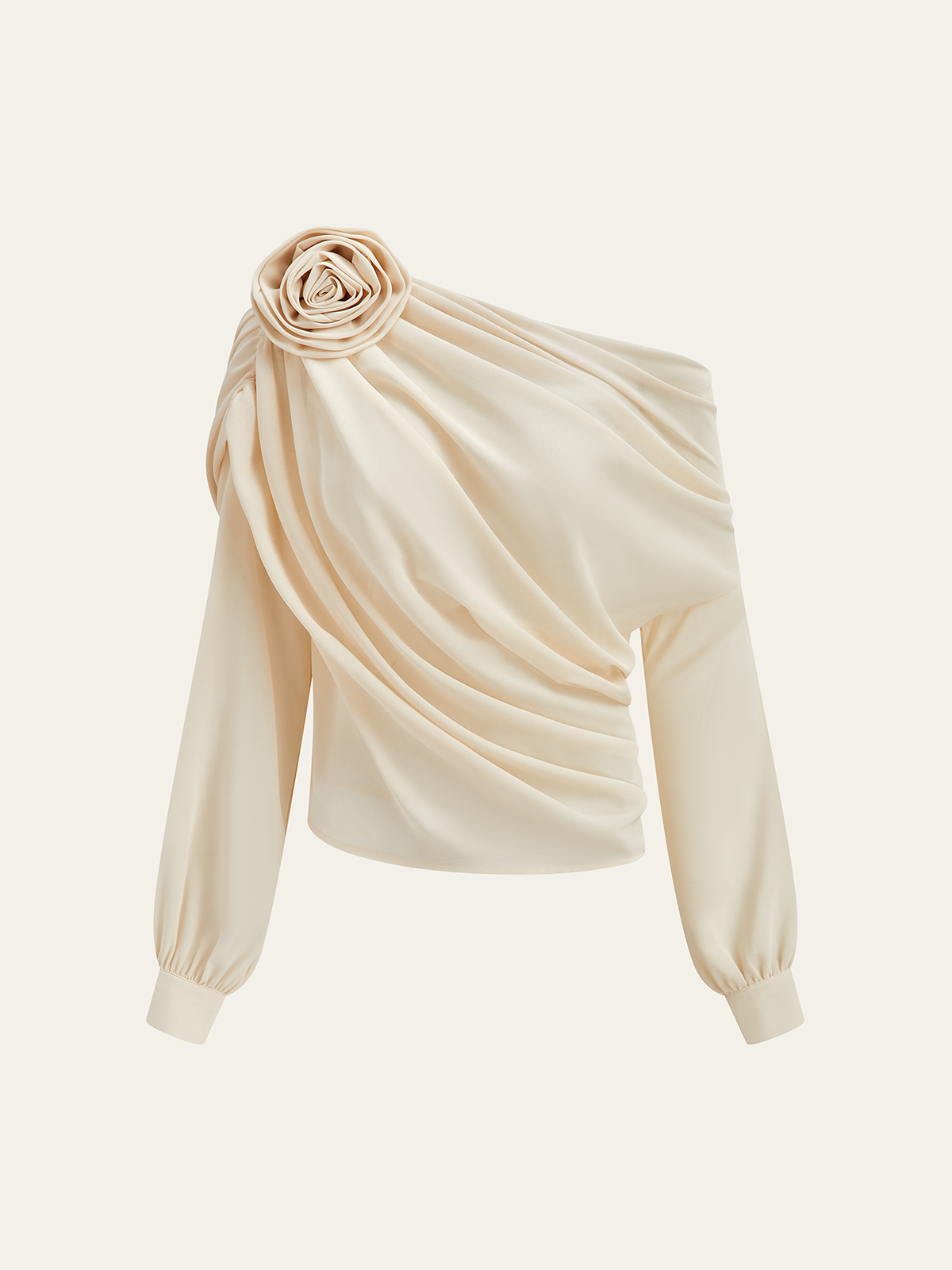 Chiffon Semi-Sheer One Shoulder Asymmetrical Blouse Chiffon Semi-Sheer One Shoulder Asymmetrical Blouse