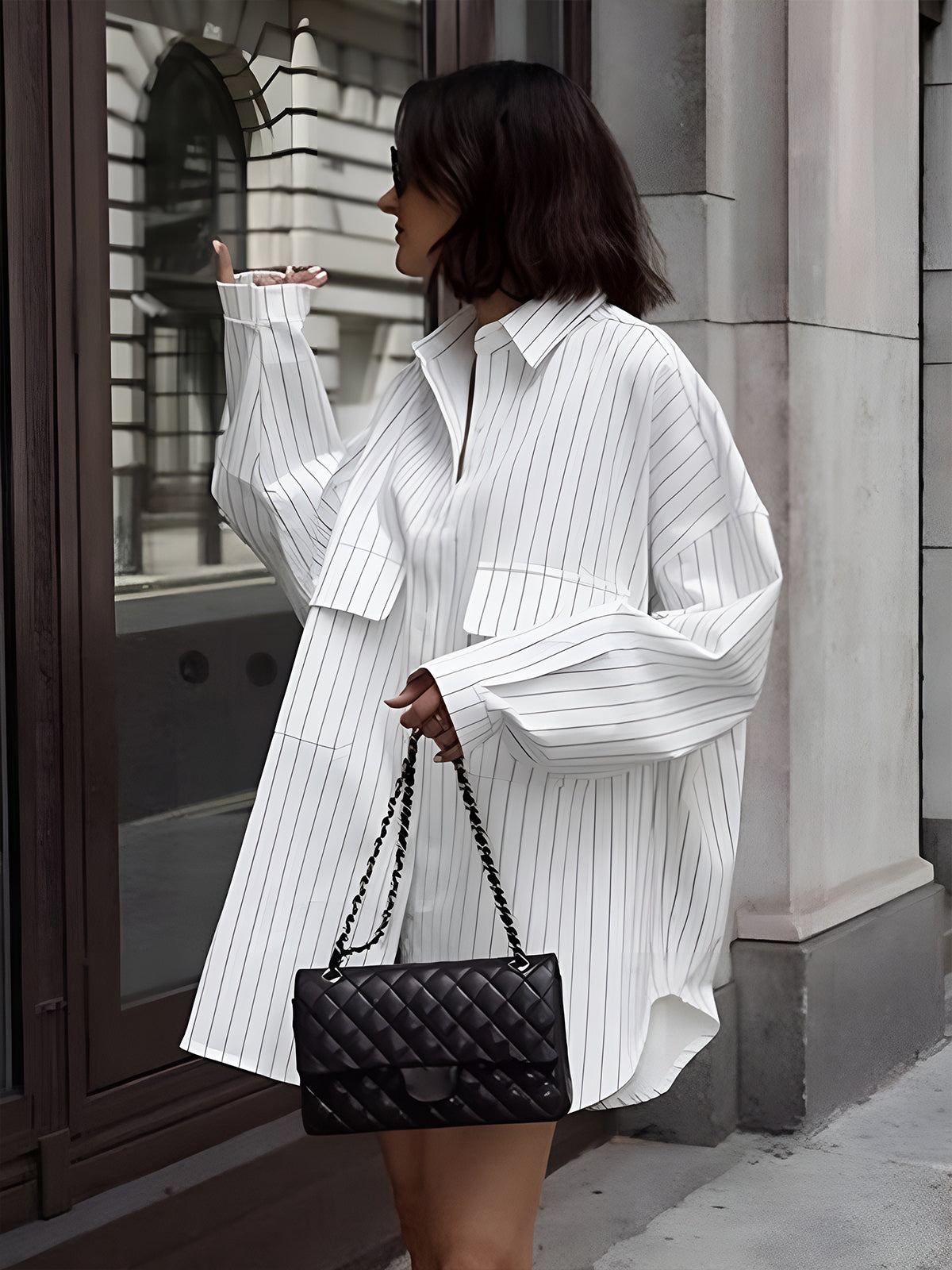 Oversized Striped Large Pockets Shirt Oversized Striped Large Pockets Shirt