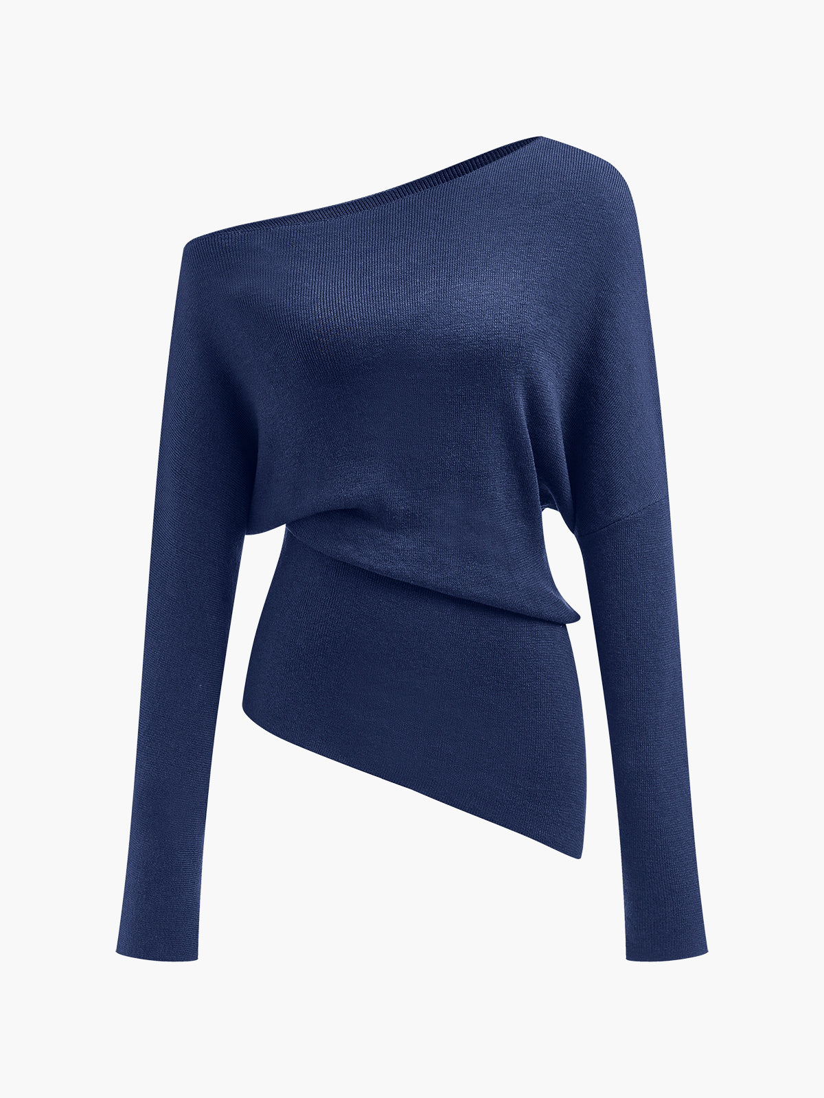 Wool-Blend Asymmetrical Neck Knit Top Wool-Blend Asymmetrical Neck Knit Top