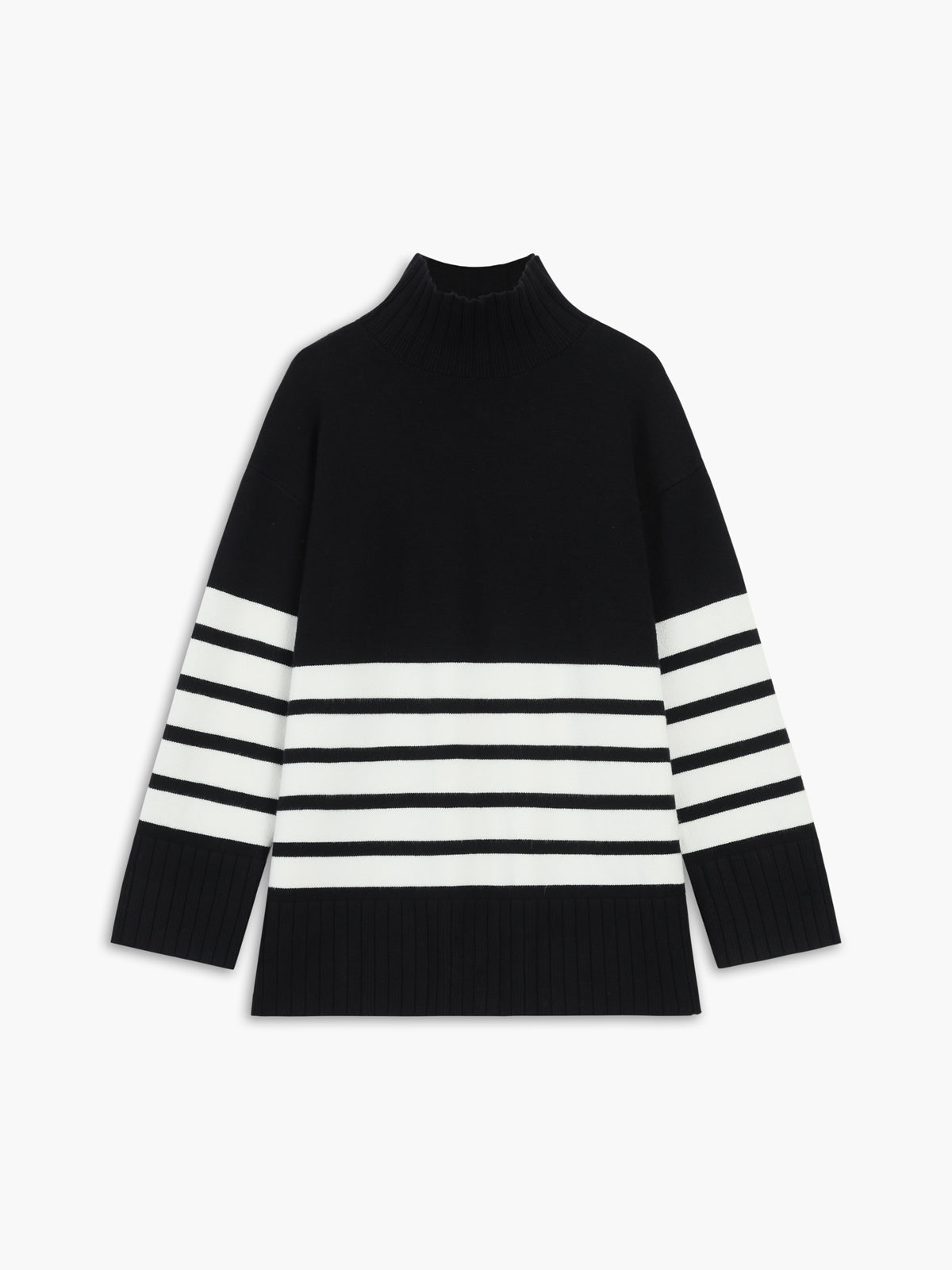Miss Paris Mock Neck Stripe Sweater Miss Paris Mock Neck Stripe Sweater