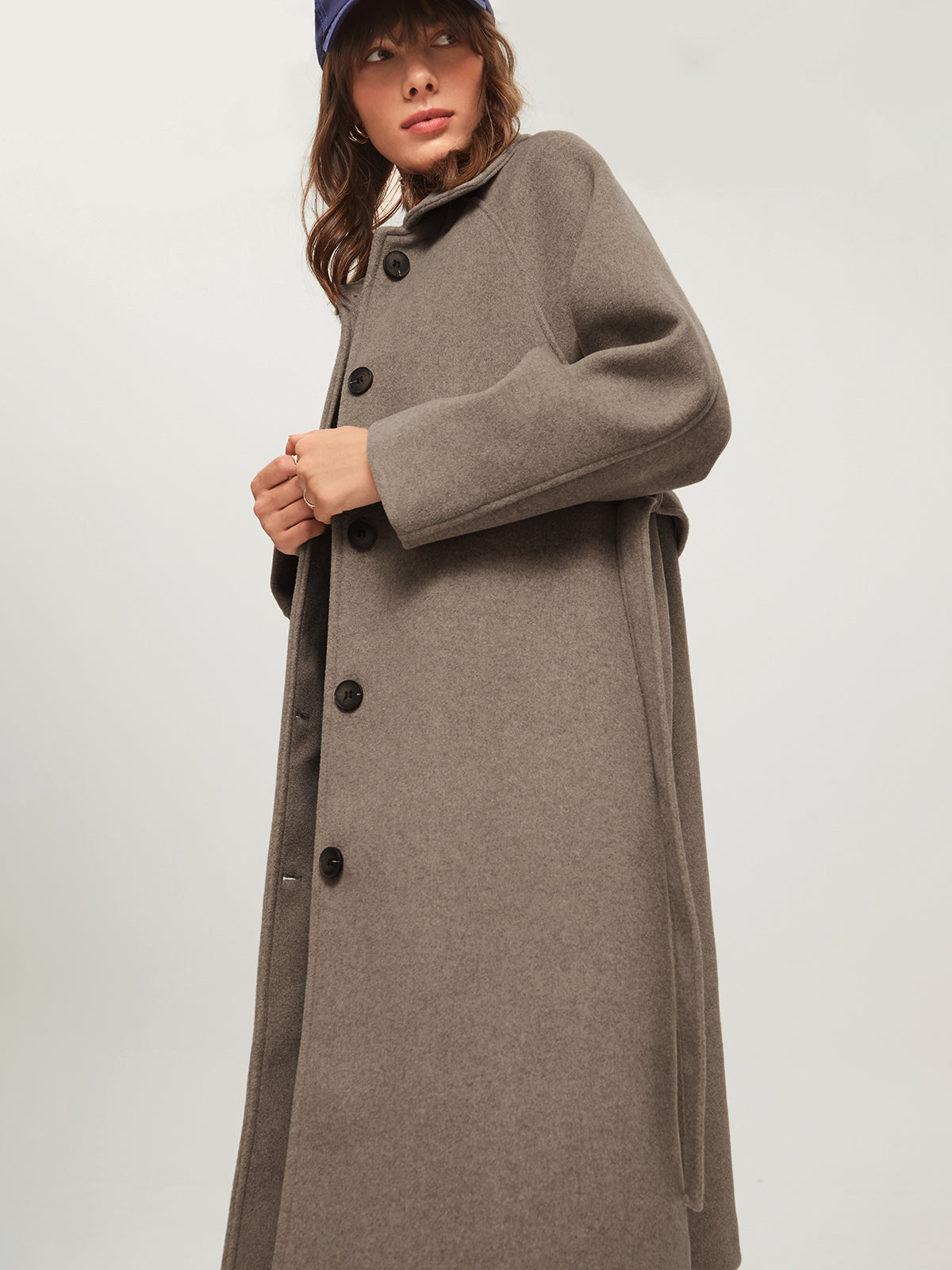 Oversized Brushed Belted Long Overcoat Oversized Brushed Belted Long Overcoat