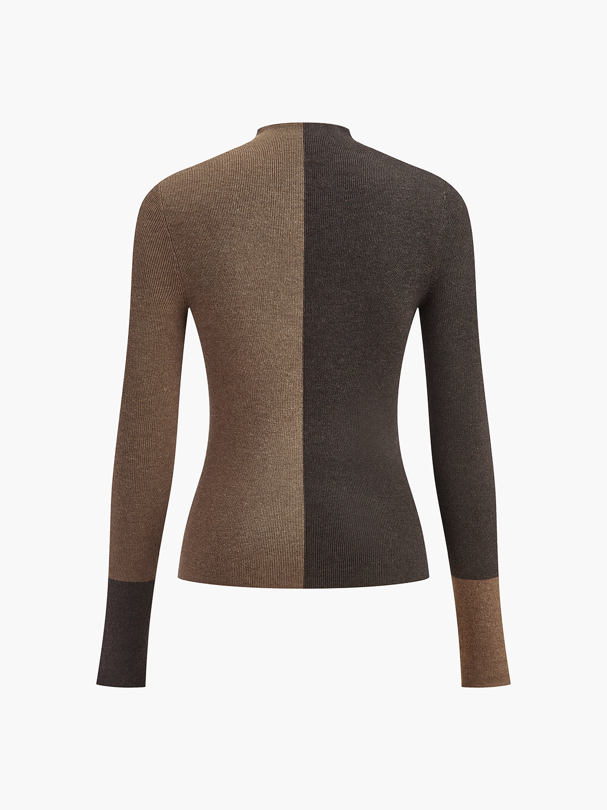 Wool-Blend Two Tone Skinny Knit Top Wool-Blend Two Tone Skinny Knit Top
