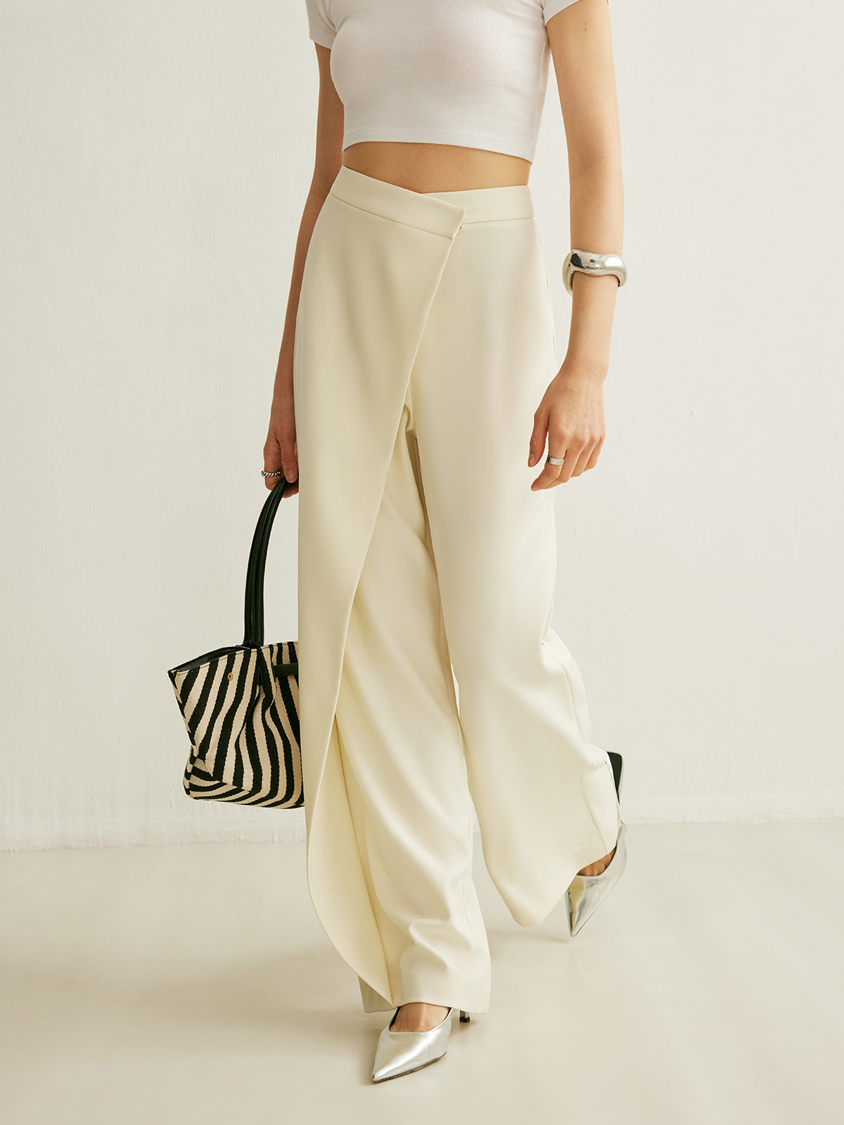 Asymmetrical Cross Wrap High-Waist Pants Asymmetrical Cross Wrap High-Waist Pants