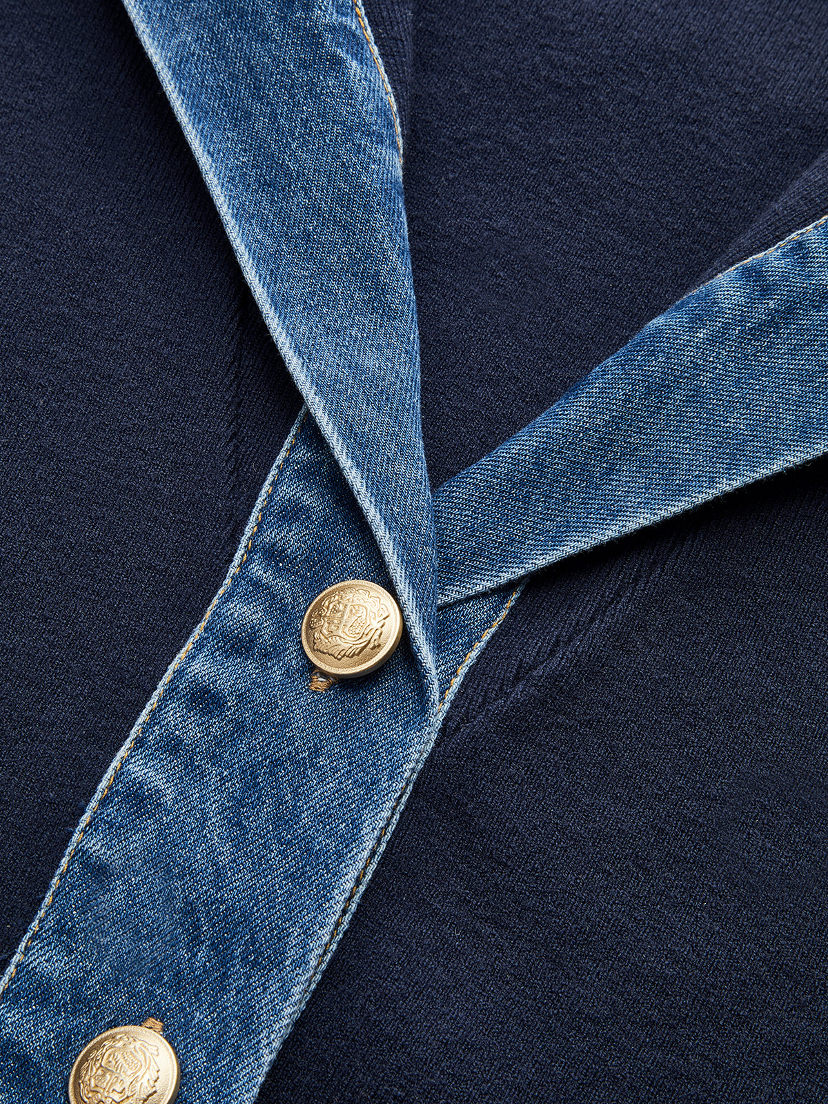 Sailor Collar Denim Trim Knit Outerwear Sailor Collar Denim Trim Knit Outerwear