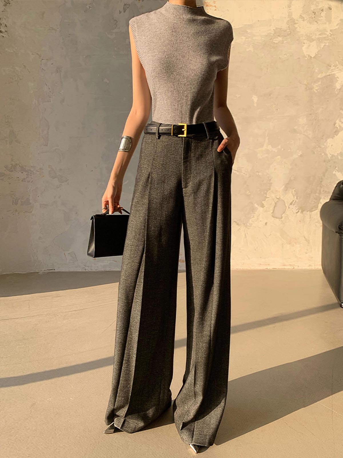 High Waist Pleated Pants Without Belt High Waist Pleated Pants Without Belt