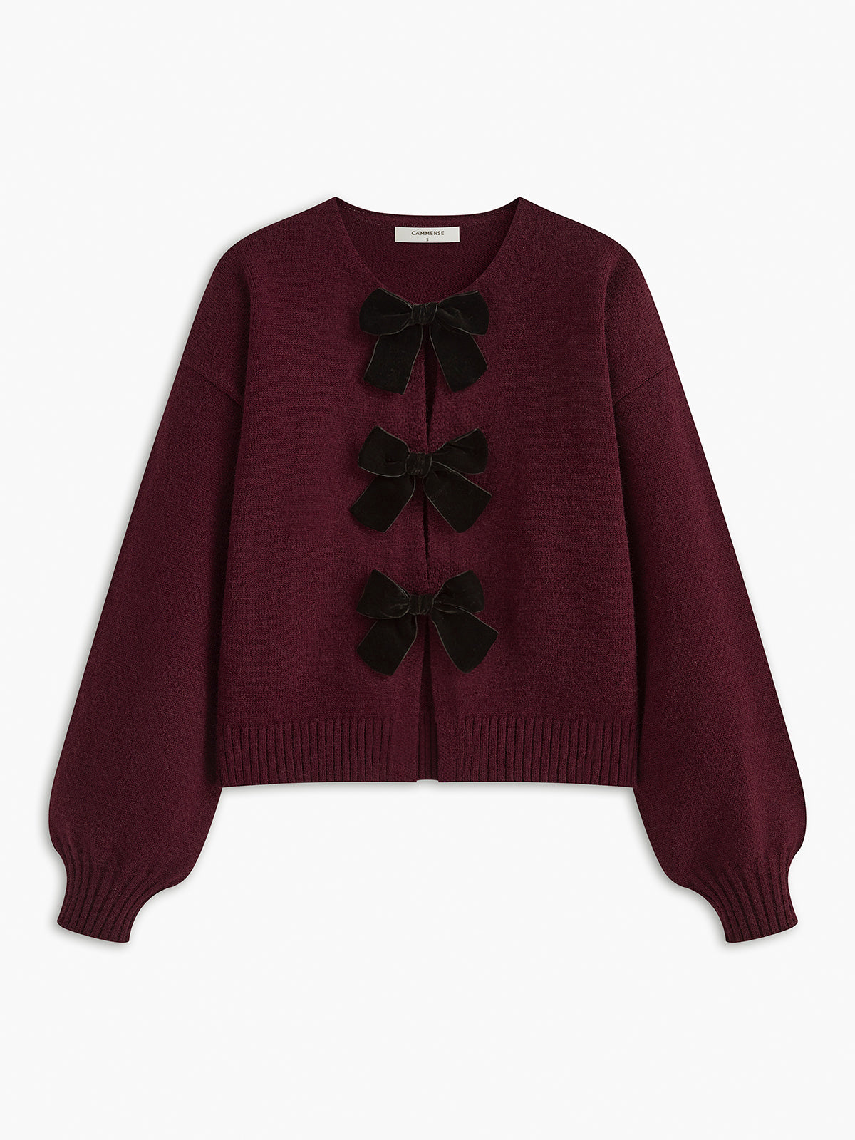 Velvet-Bow Lantern Sleeve Sweater Velvet-Bow Lantern Sleeve Sweater