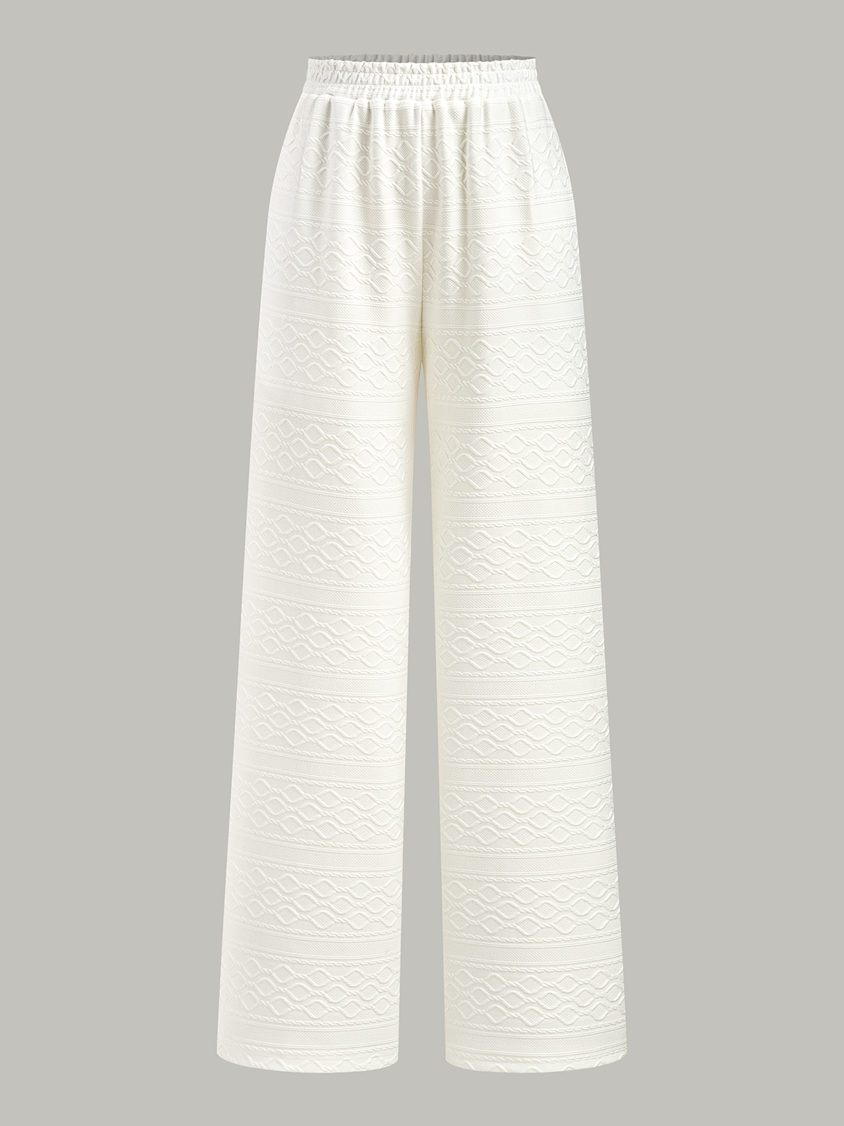 Textured Wide-Leg Pants with Elastic Waist Textured Wide-Leg Pants with Elastic Waist
