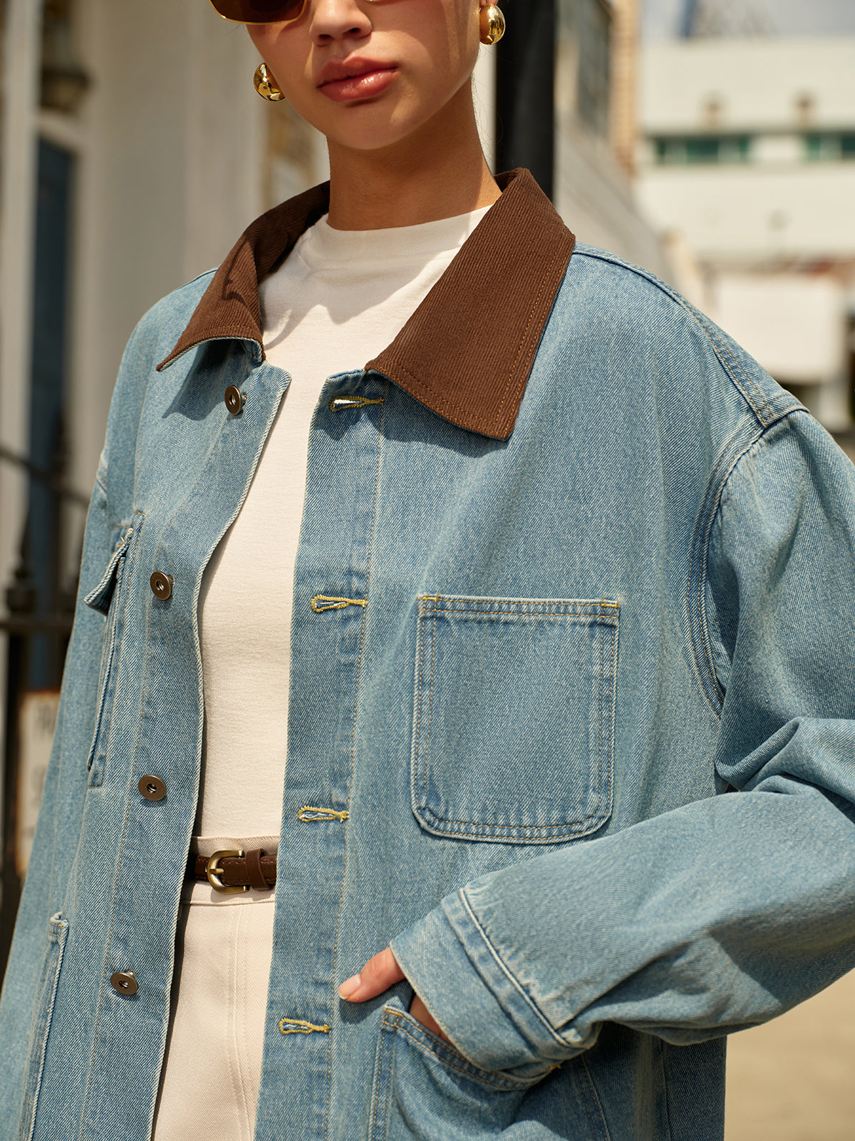 Contrast Collar Versatile Denim Jacket Contrast Collar Versatile Denim Jacket