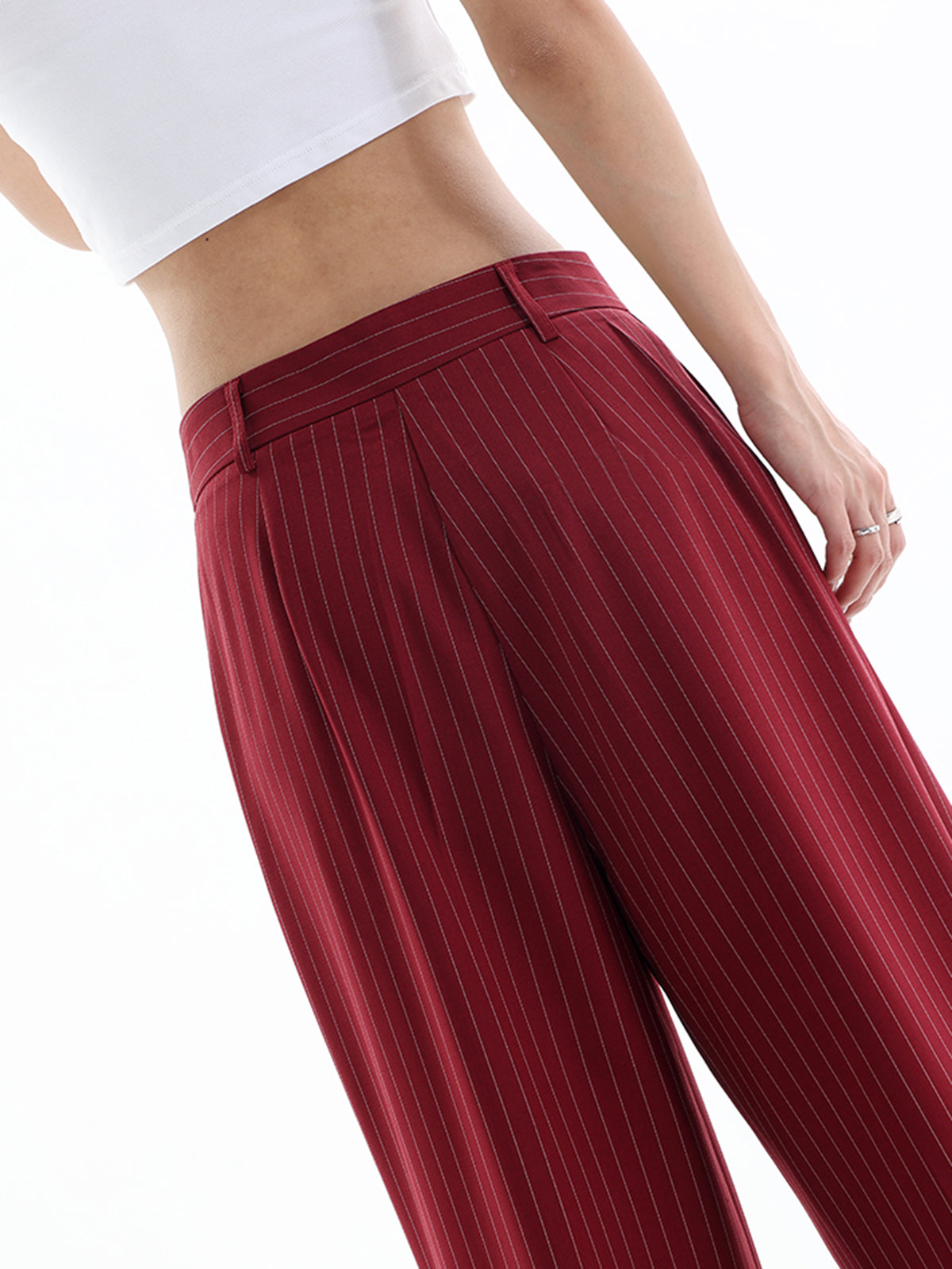 Asymmetrical High-Waist Pinstripe Pants Asymmetrical High-Waist Pinstripe Pants