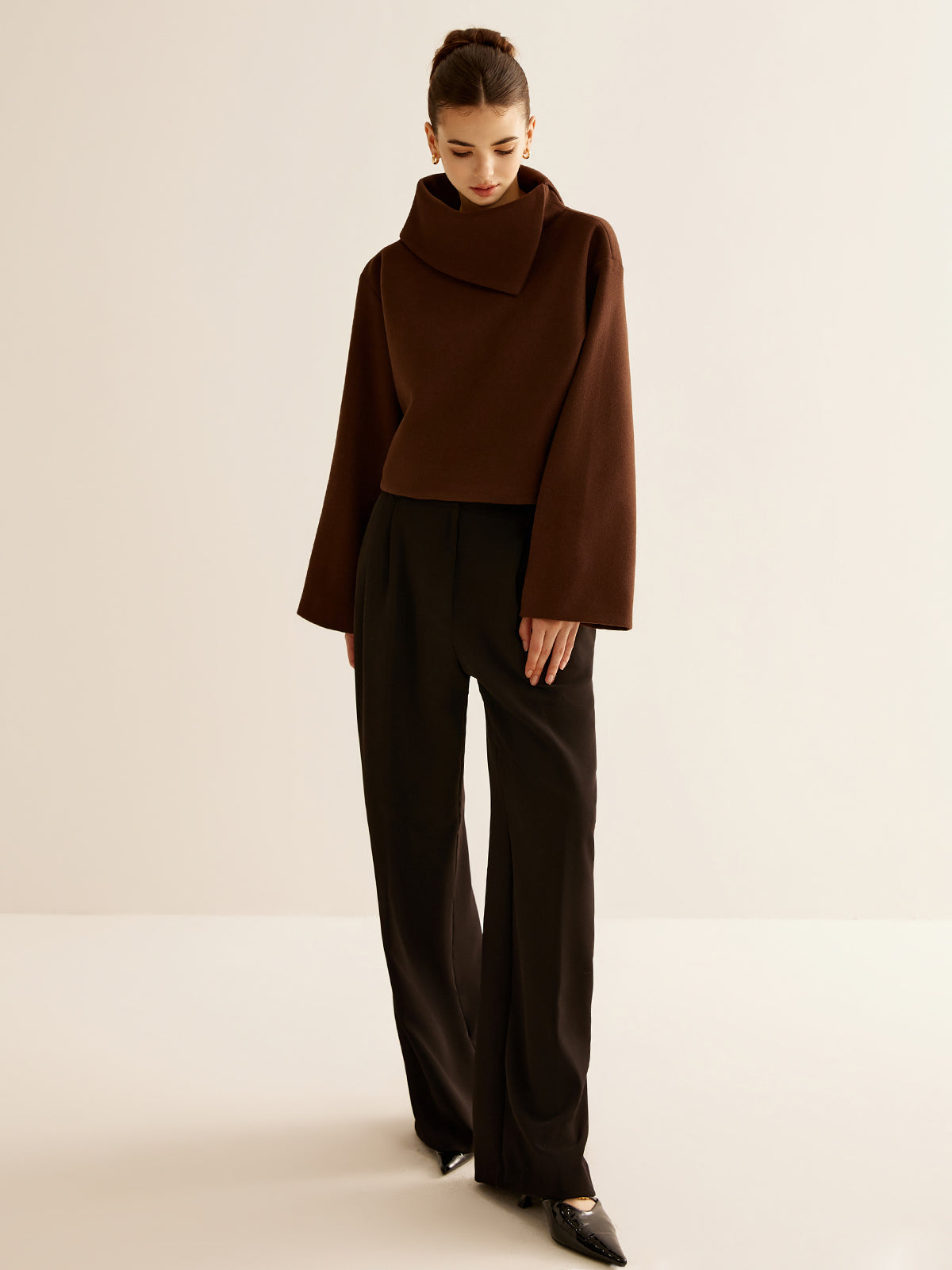 Plain Turtleneck Tweed Top Plain Turtleneck Tweed Top