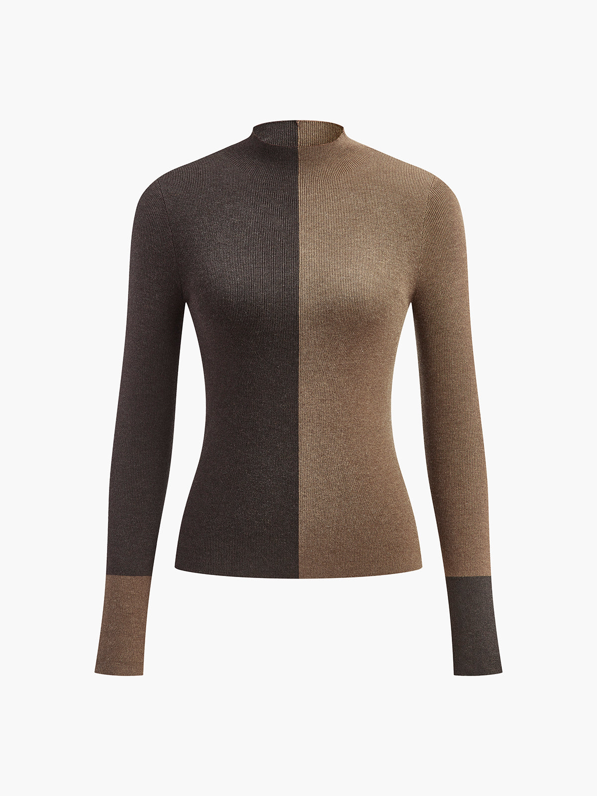 Wool-Blend Two Tone Skinny Knit Top Wool-Blend Two Tone Skinny Knit Top