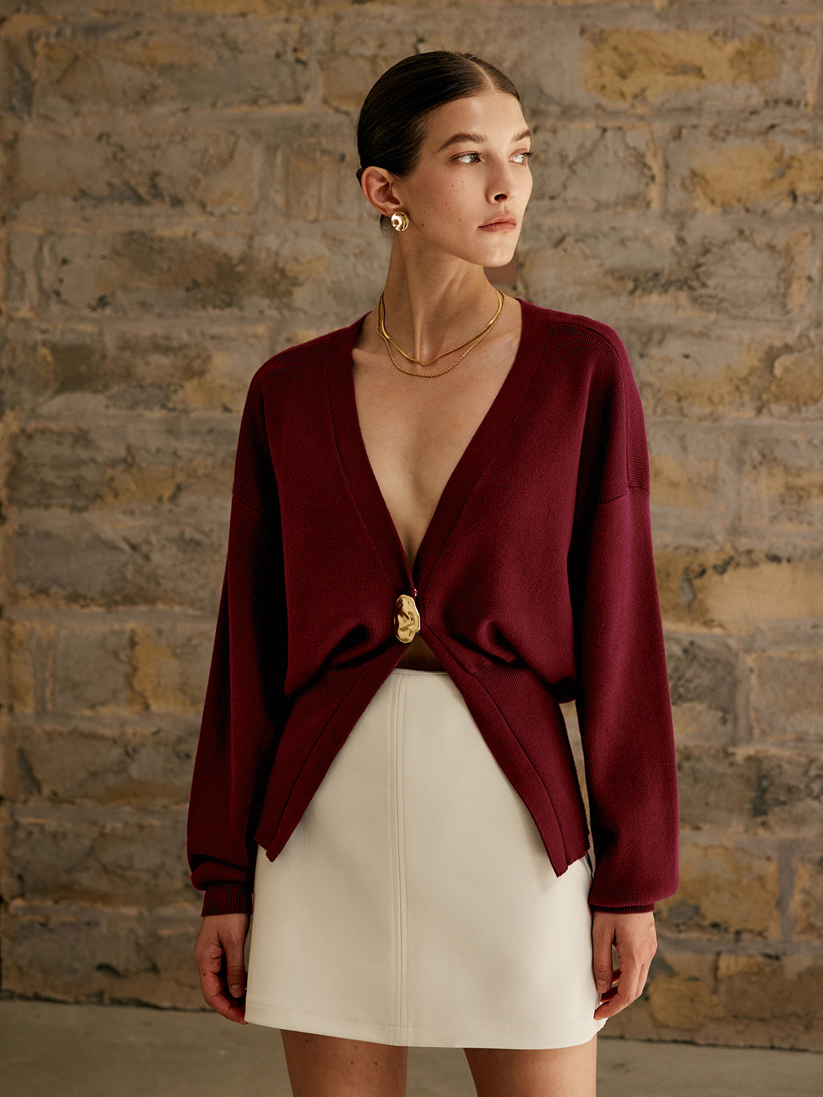 Golden Button Plain Cardigan Golden Button Plain Cardigan