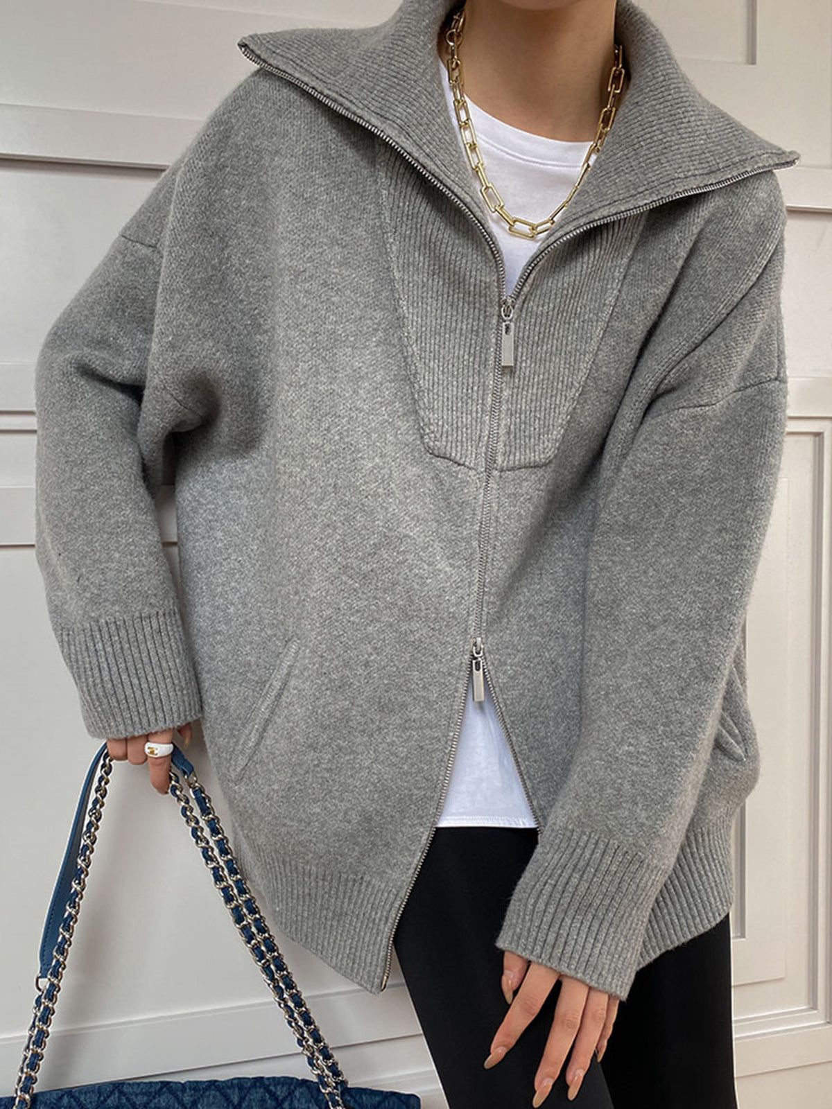 Oversized Open Collar Cardigan Oversized Open Collar Cardigan