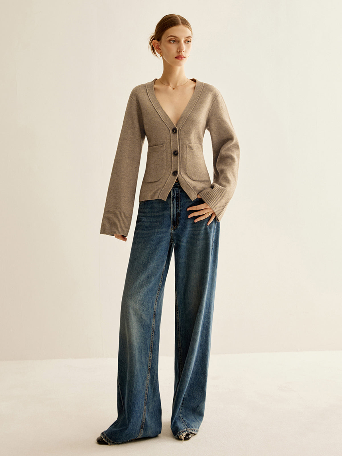 V-Neck Split Button Cardigan V-Neck Split Button Cardigan