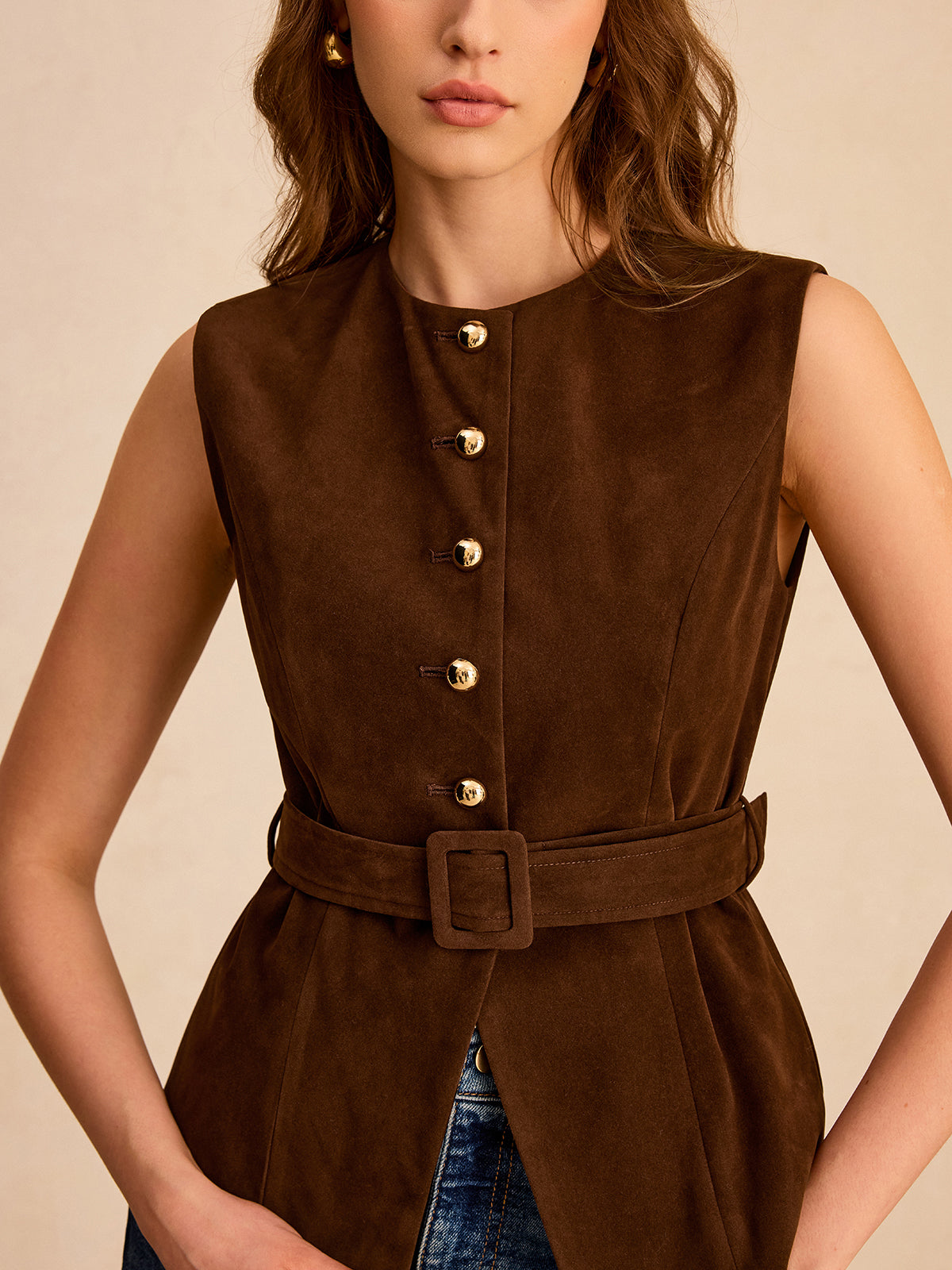 Suede Vest with Belt Suede Vest with Belt