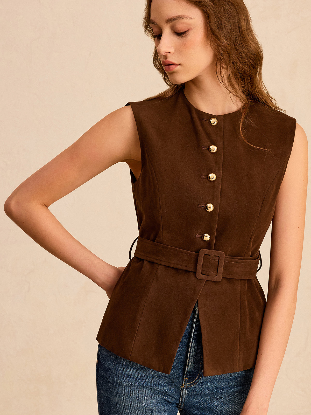Suede Vest with Belt Suede Vest with Belt