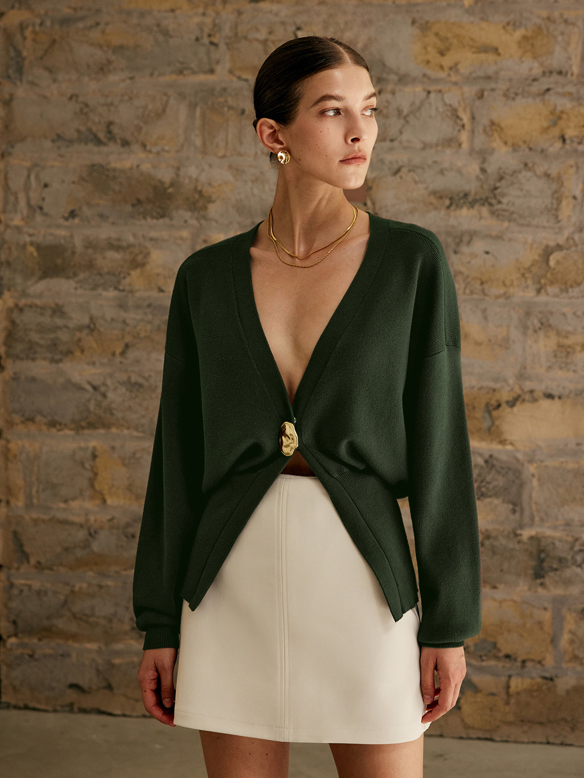 Golden Button Plain Cardigan Golden Button Plain Cardigan
