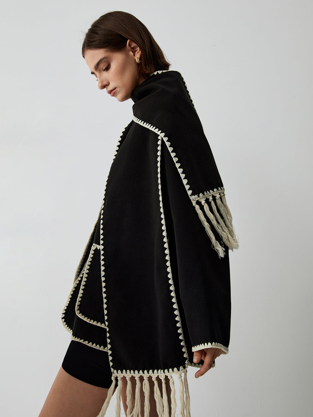 Contrast Trim Jacket With Matching Scarf Contrast Trim Jacket With Matching Scarf