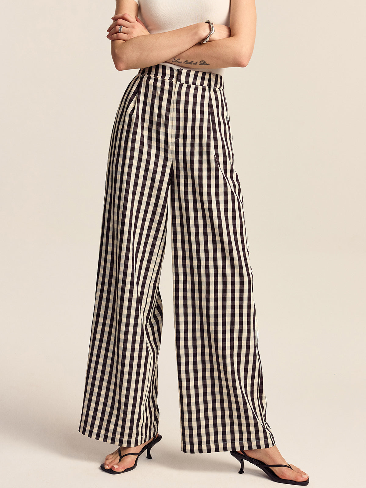 Gingham Wide-Leg Pants Gingham Wide-Leg Pants
