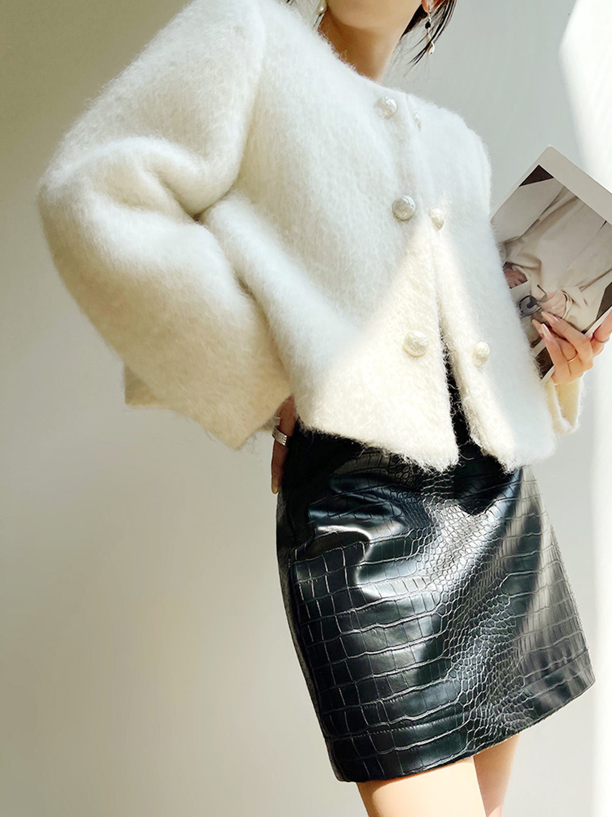 Fuzzy Button Short Wool Coat Fuzzy Button Short Wool Coat