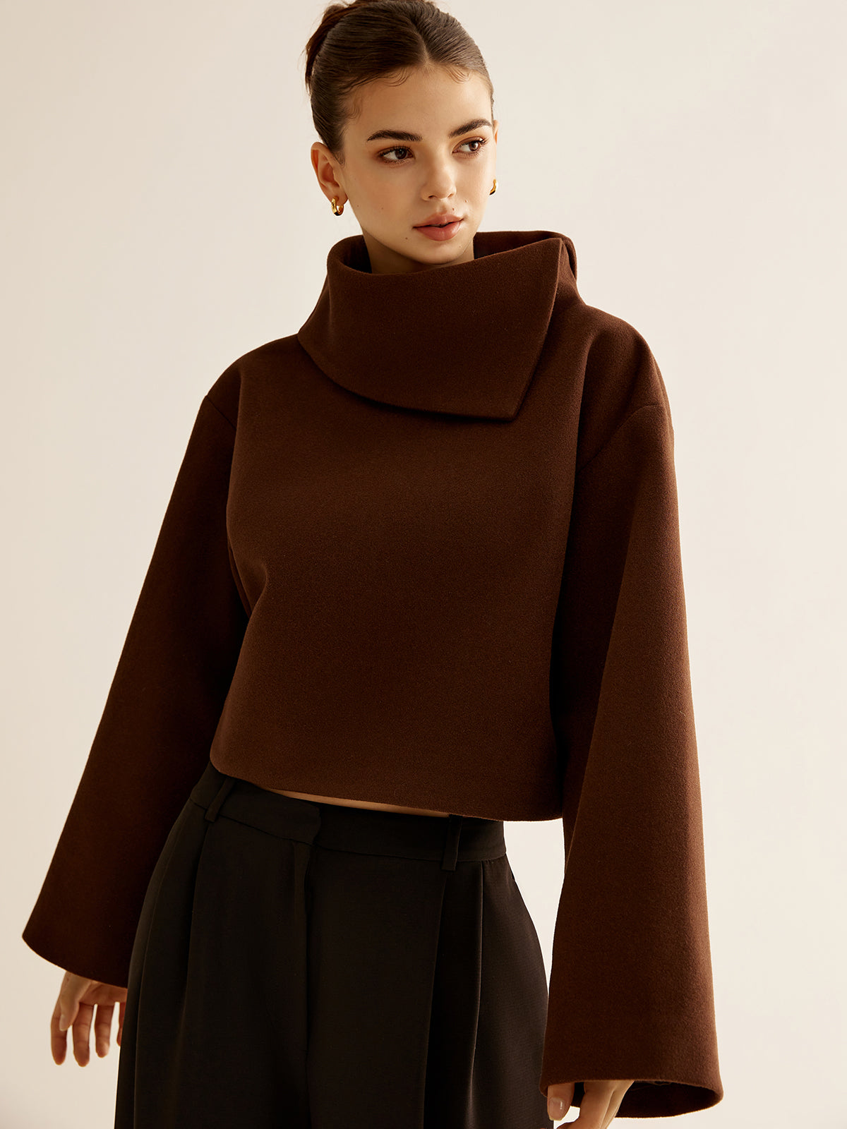 Plain Turtleneck Tweed Top Plain Turtleneck Tweed Top