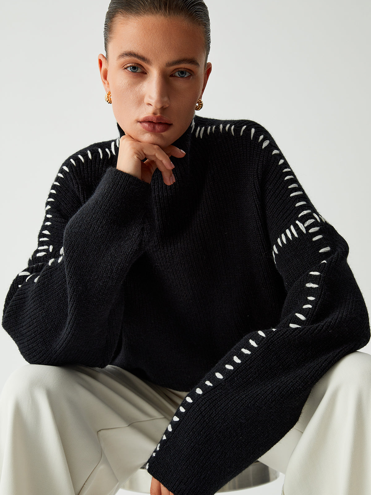 Shift The Focus Oversized Mock Neck Sweater Shift The Focus Oversized Mock Neck Sweater