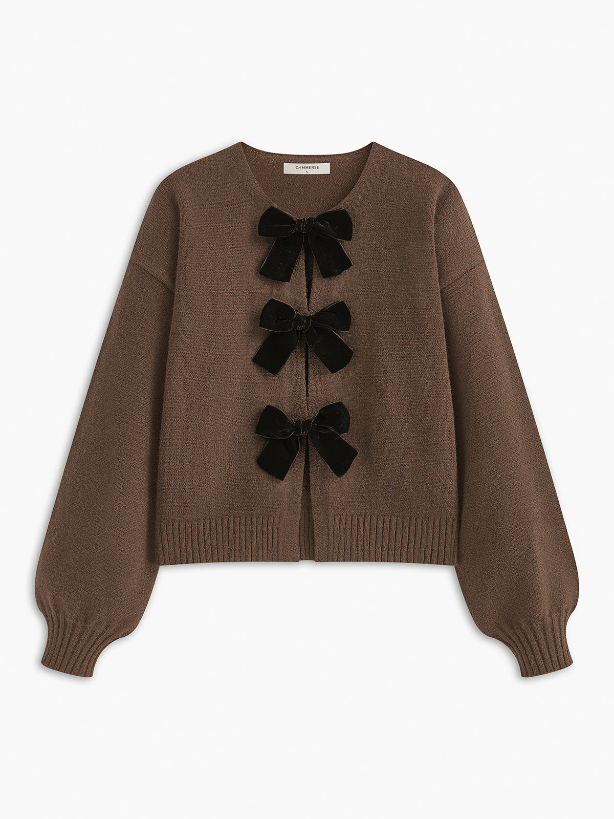 Velvet-Bow Lantern Sleeve Sweater Velvet-Bow Lantern Sleeve Sweater