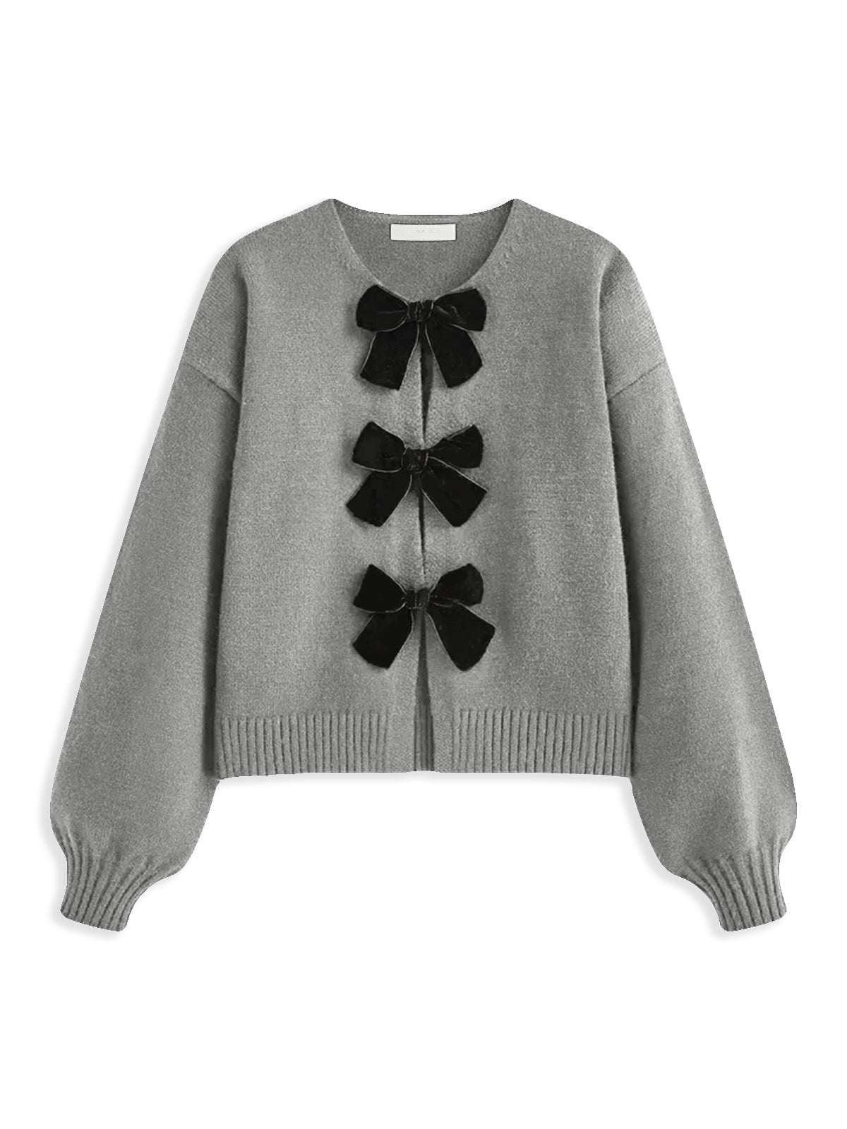 Velvet-Bow Lantern Sleeve Sweater Velvet-Bow Lantern Sleeve Sweater