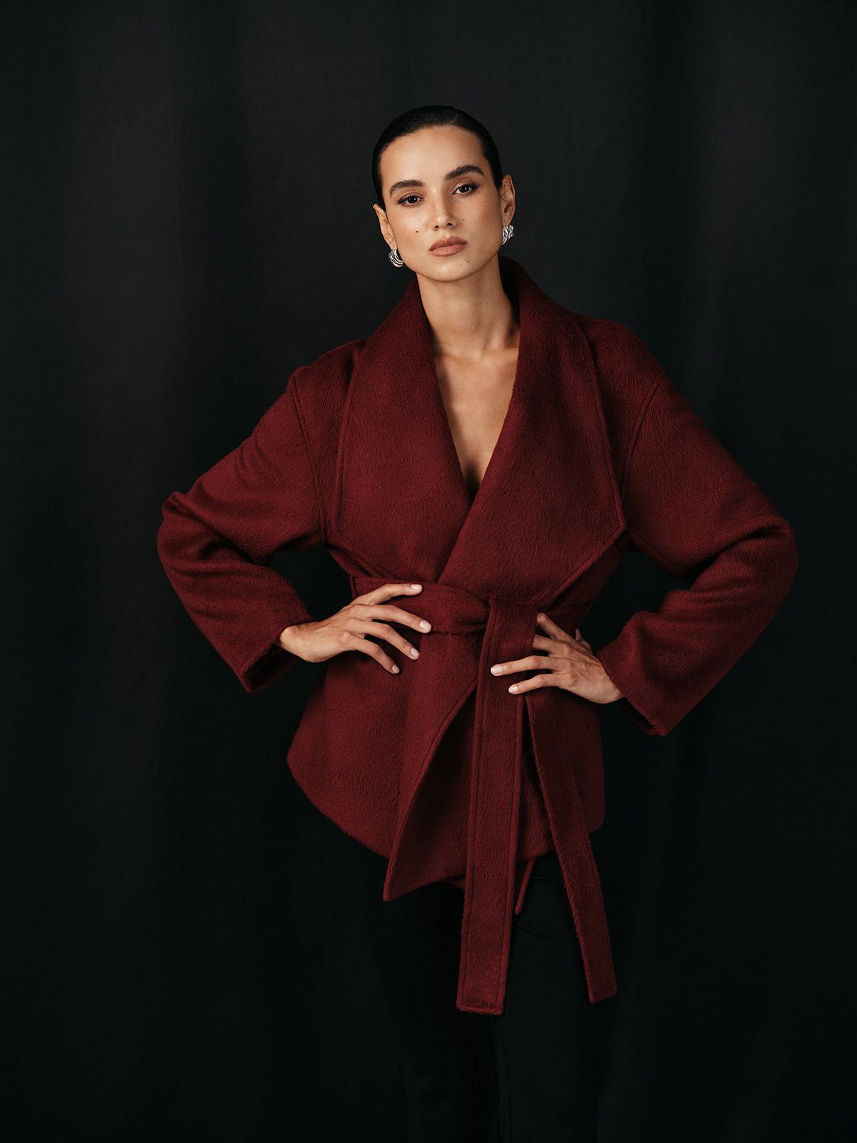 Wool Blend Belted Wrap Coat Wool Blend Belted Wrap Coat