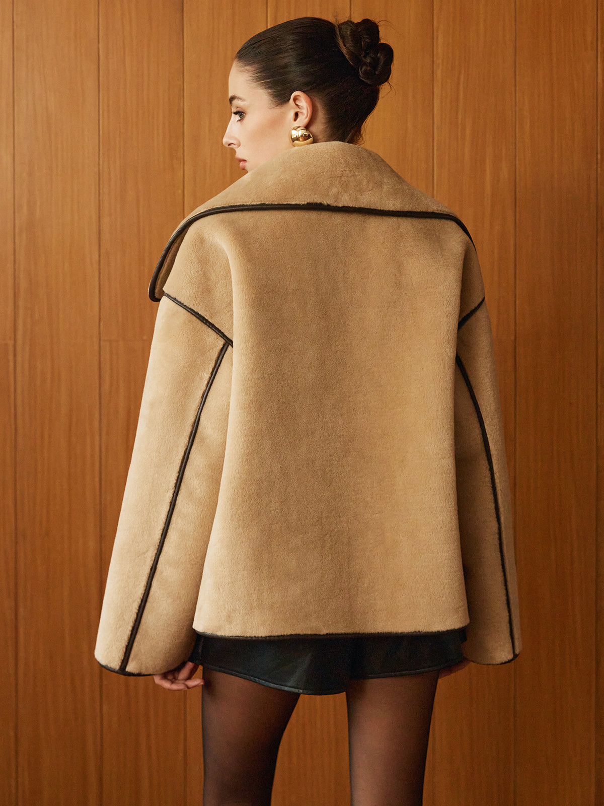 Contrast Piping Shift Minky Coat Contrast Piping Shift Minky Coat