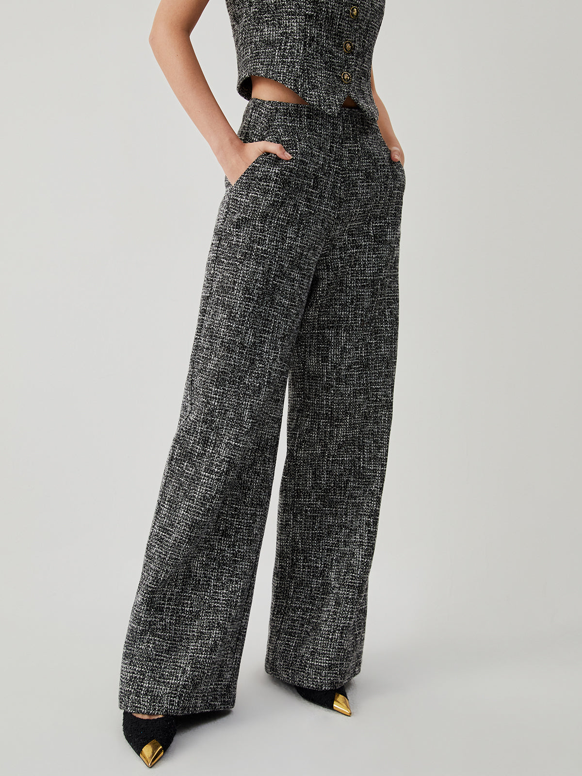 Old Money Tweed Straight Leg Pocket Pants Old Money Tweed Straight Leg Pocket Pants