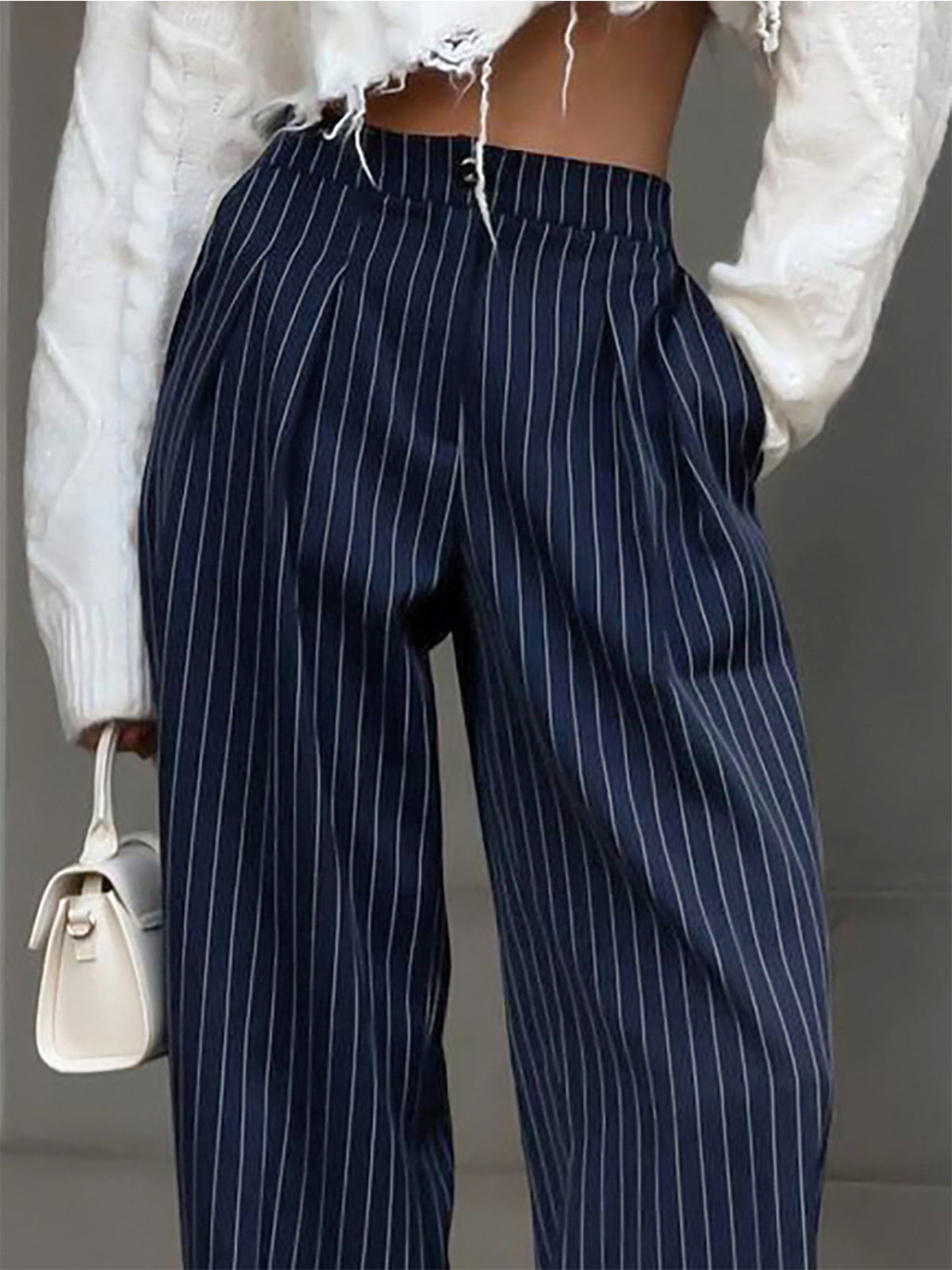 Pinstripe Pleated Wide-Leg Pants Pinstripe Pleated Wide-Leg Pants