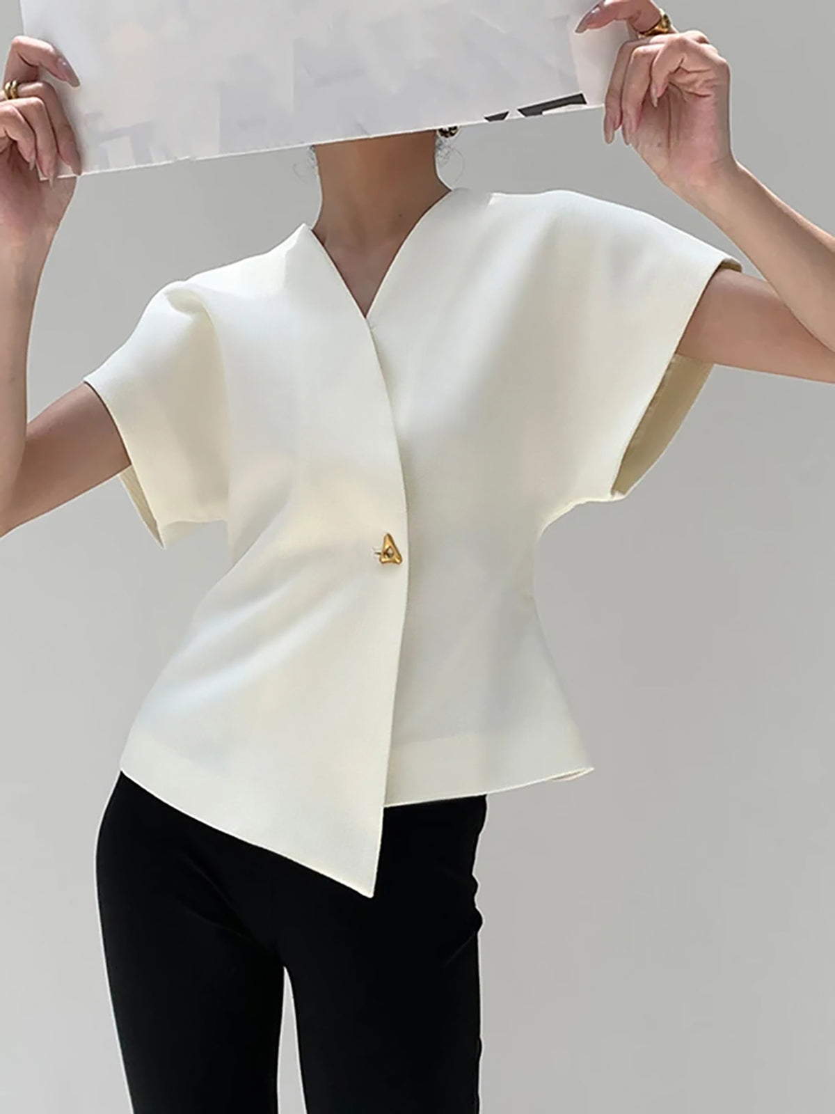 Trendy V-Neck Button Down Blouse Trendy V-Neck Button Down Blouse