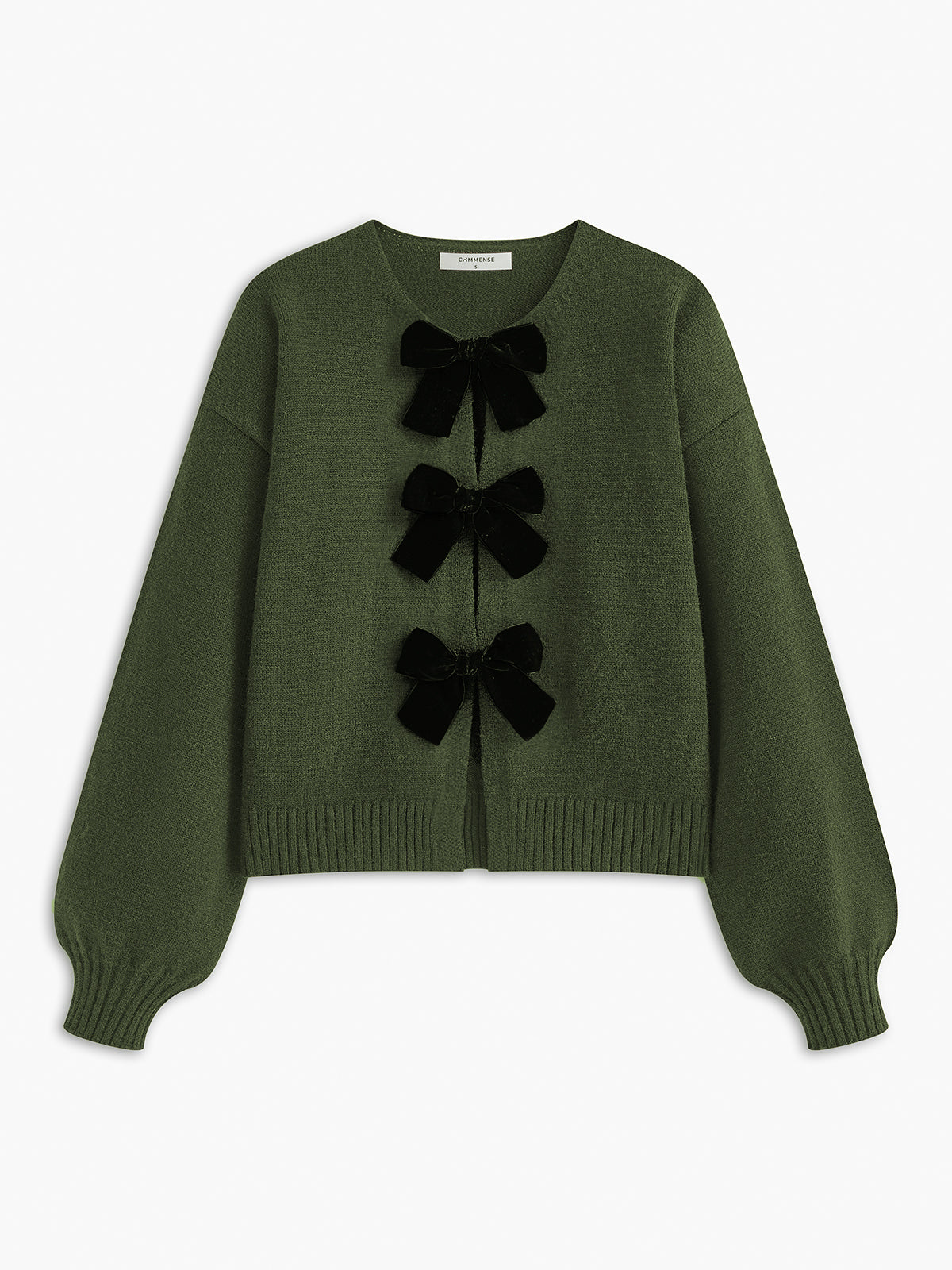 Velvet-Bow Lantern Sleeve Sweater Velvet-Bow Lantern Sleeve Sweater