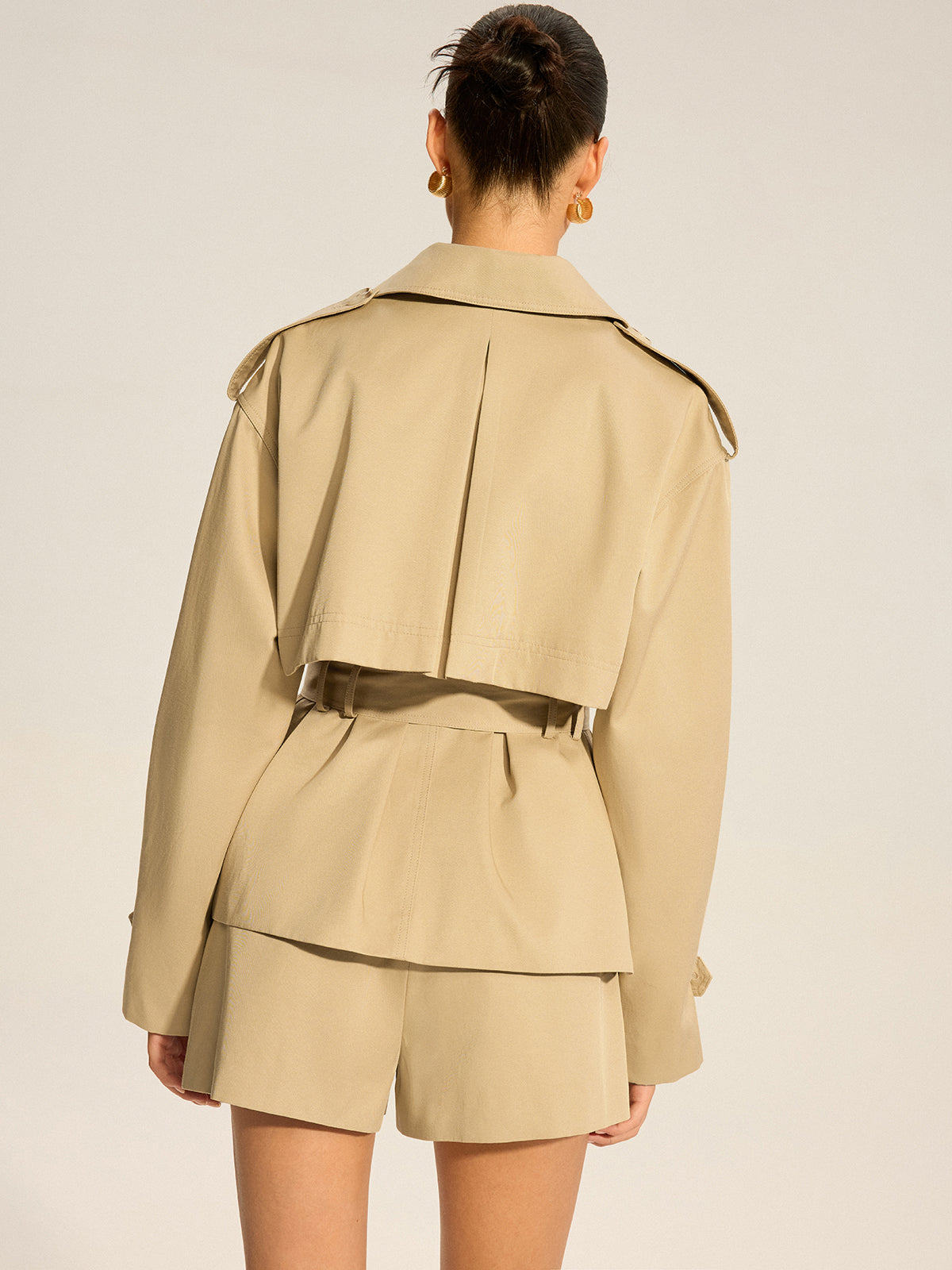 Cotton Blend Belted Double-Breasted Trench Coat Cotton Blend Belted Double-Breasted Trench Coat