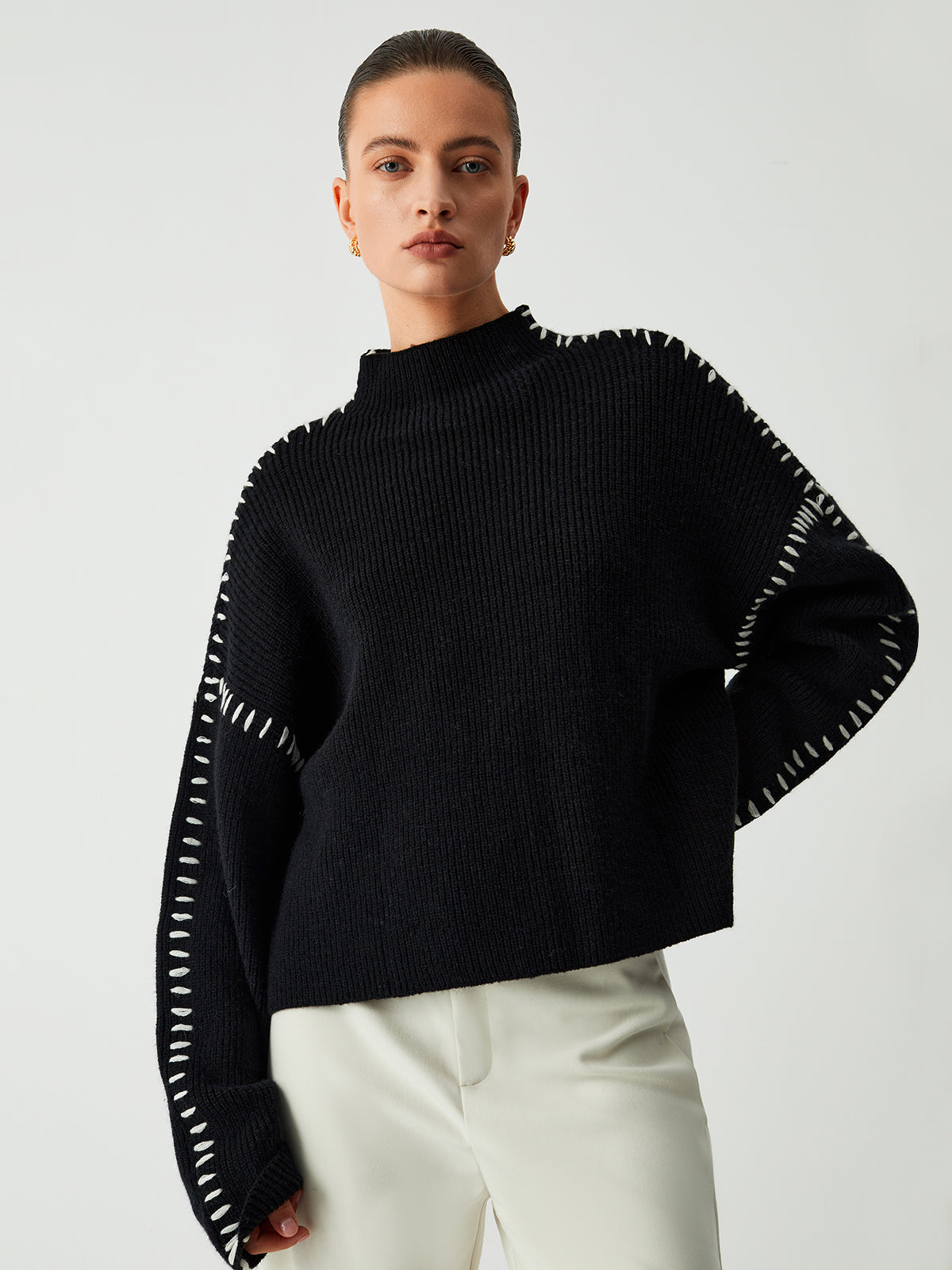 Shift The Focus Oversized Mock Neck Sweater Shift The Focus Oversized Mock Neck Sweater