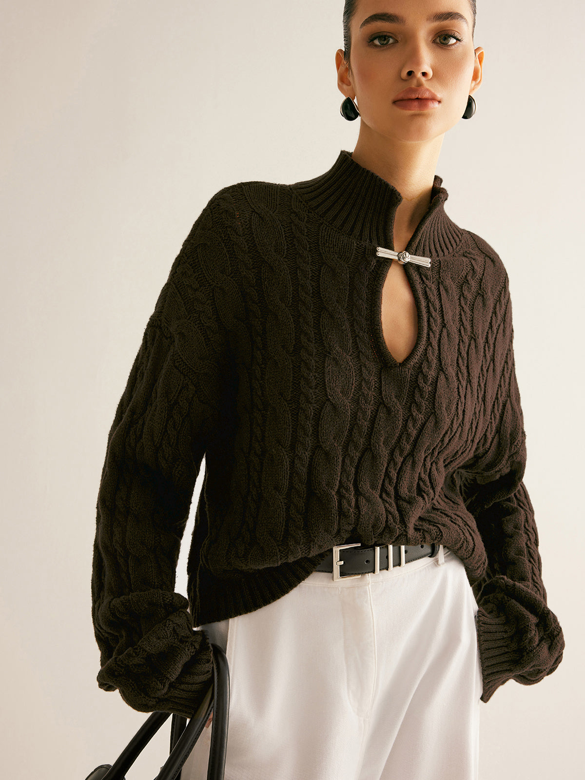 Cotton Keyhole Neckline Knit Top Cotton Keyhole Neckline Knit Top