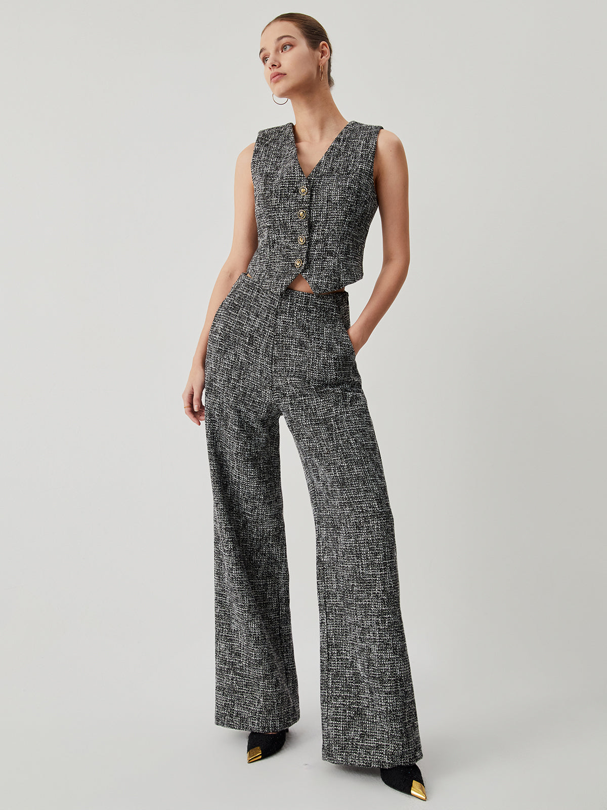 Old Money Tweed Straight Leg Pocket Pants Old Money Tweed Straight Leg Pocket Pants