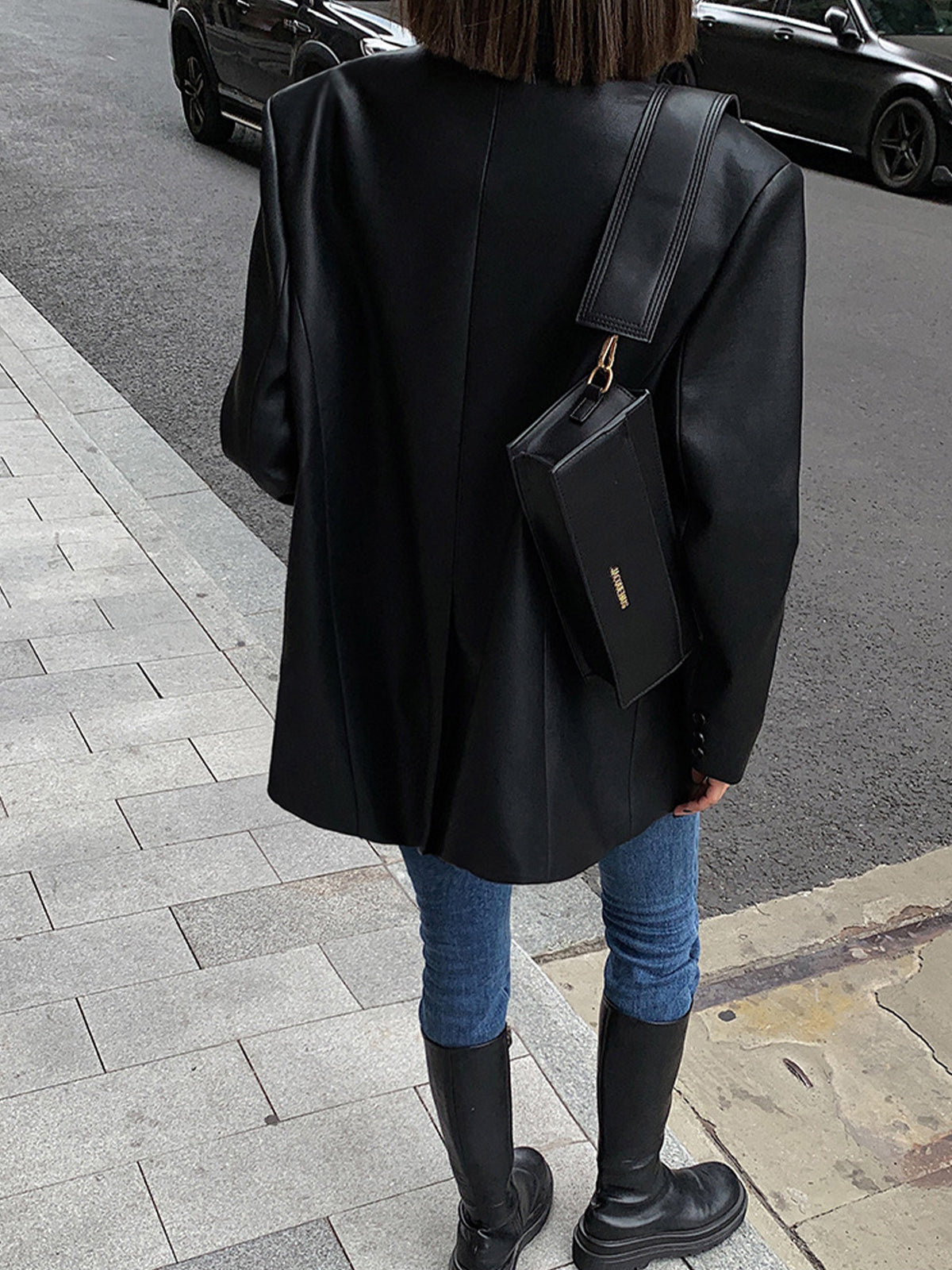 Lapel Pockets Leather Blazer Lapel Pockets Leather Blazer