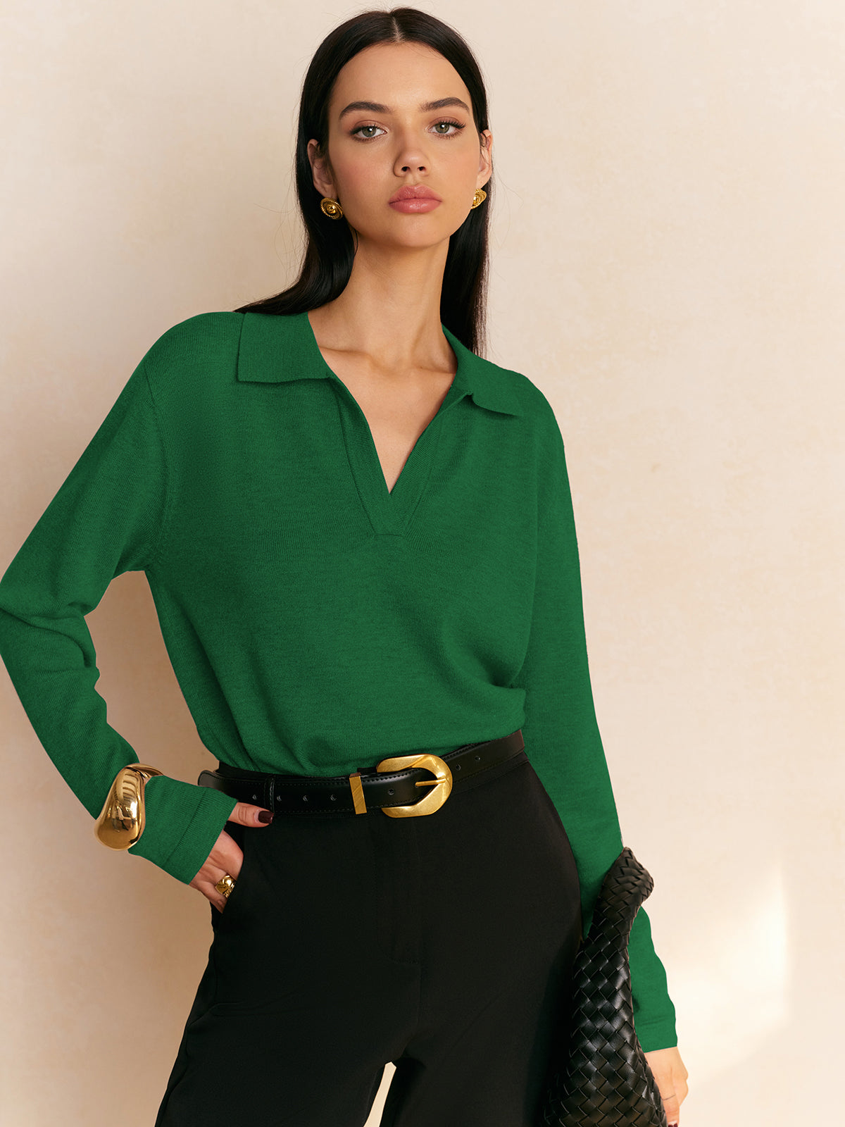 Leisure Collared Pullover Sweater Leisure Collared Pullover Sweater