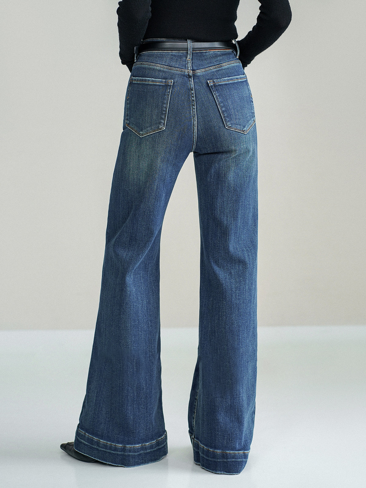 Mid-Waist Bootcut Denim Jeans Without Belt Mid-Waist Bootcut Denim Jeans Without Belt