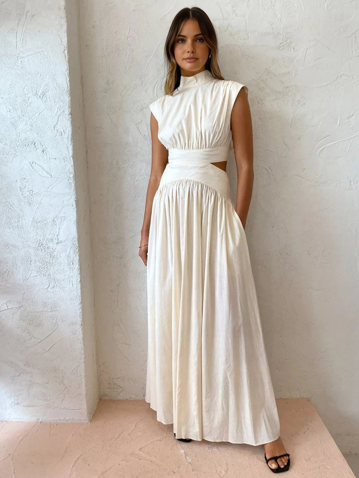 Mock Neck Cut Out Long Dress Mock Neck Cut Out Long Dress