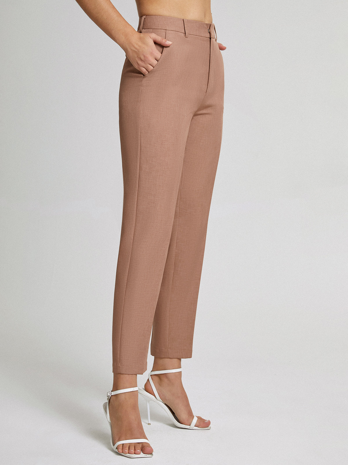 High Waisted Cropped Skinny Straight Leg Trousers High Waisted Cropped Skinny Straight Leg Trousers