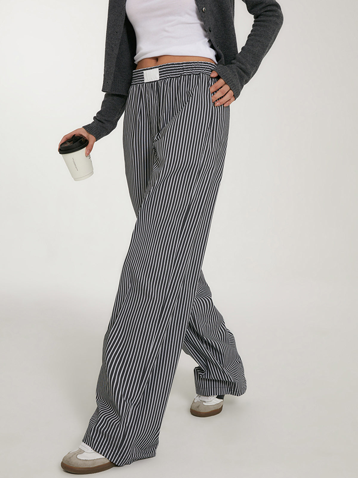 Casual Striped Wide Leg Pants Casual Striped Wide Leg Pants