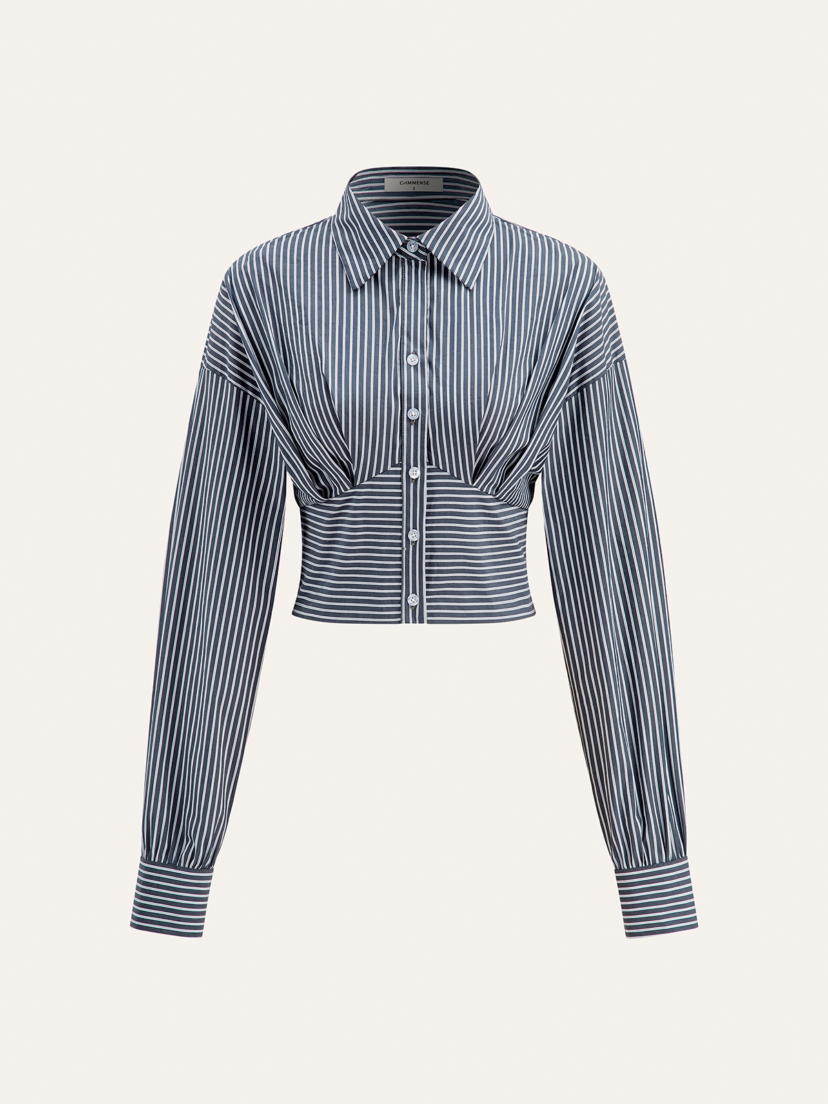 Striped Cinched Waist Cropped Shirt Striped Cinched Waist Cropped Shirt