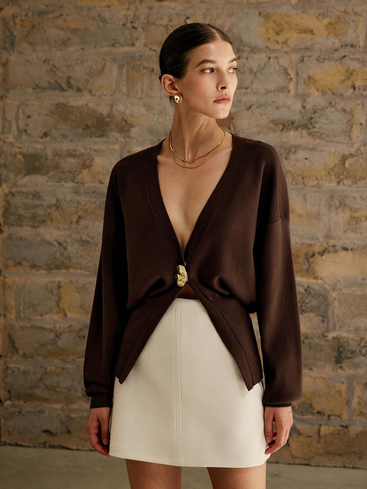 Golden Button Plain Cardigan Golden Button Plain Cardigan