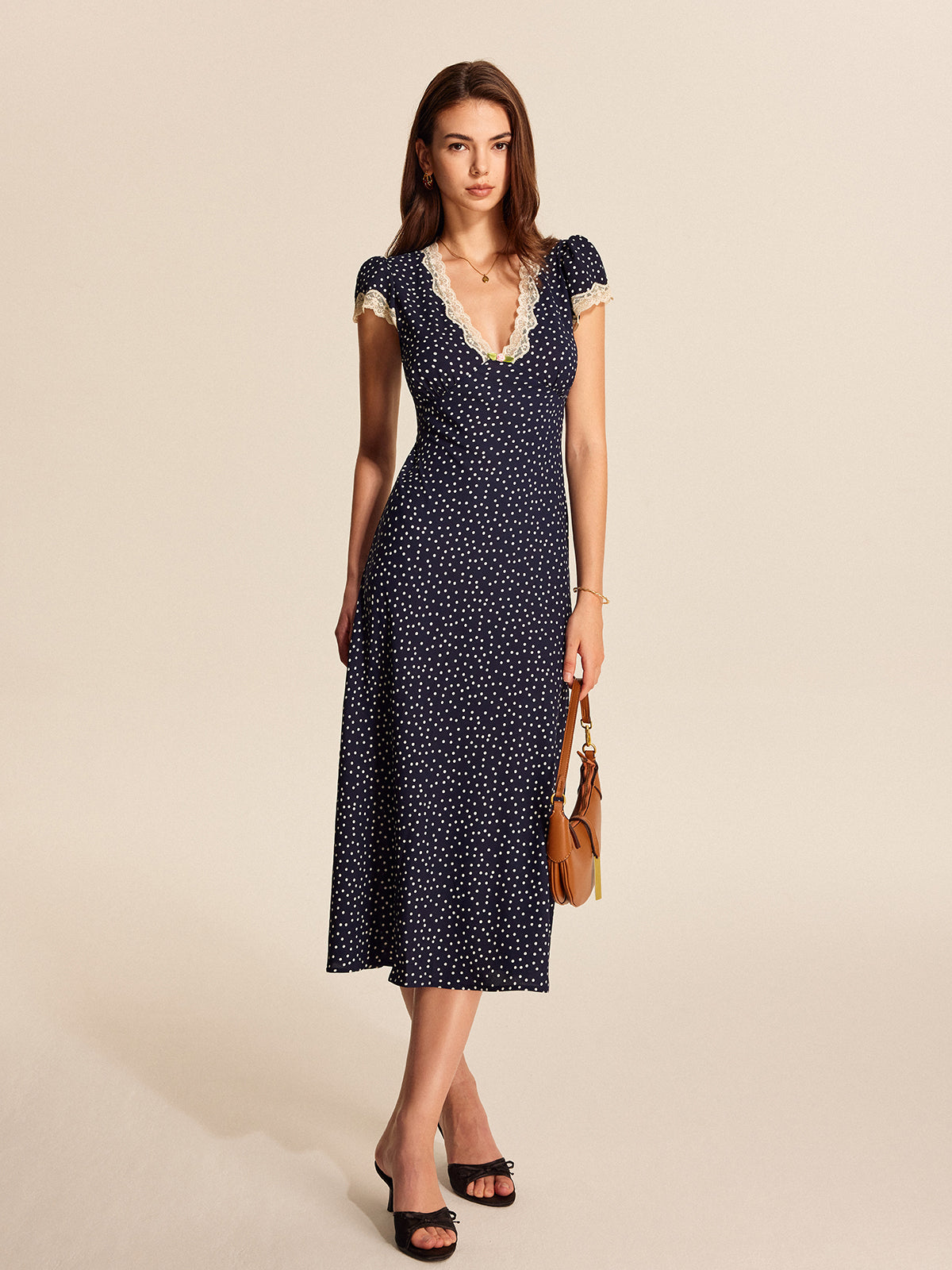 Polka Dot Lace-Trim Dress Polka Dot Lace-Trim Dress